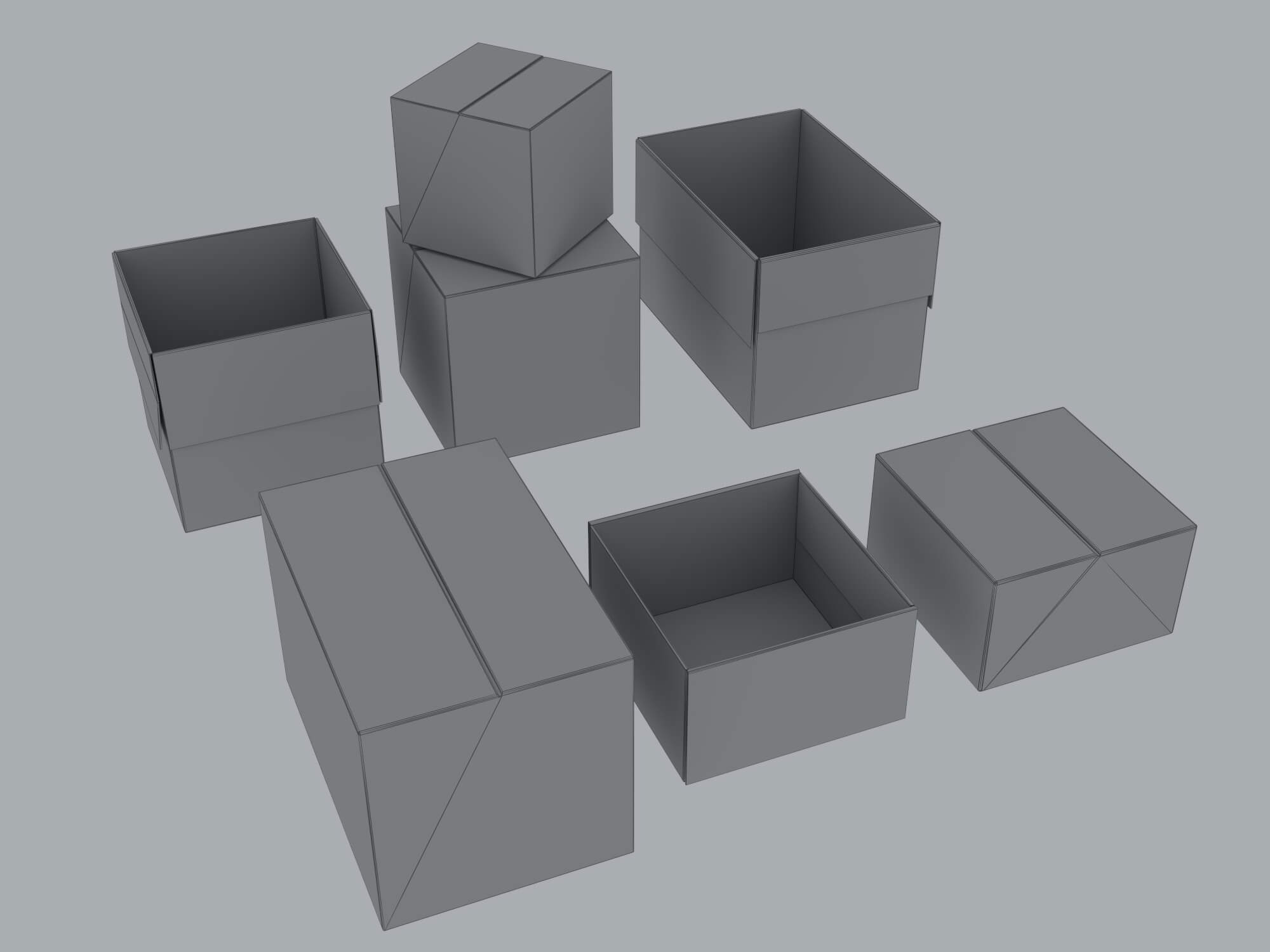Cardboard Shipping Boxes Collection 3D Model
