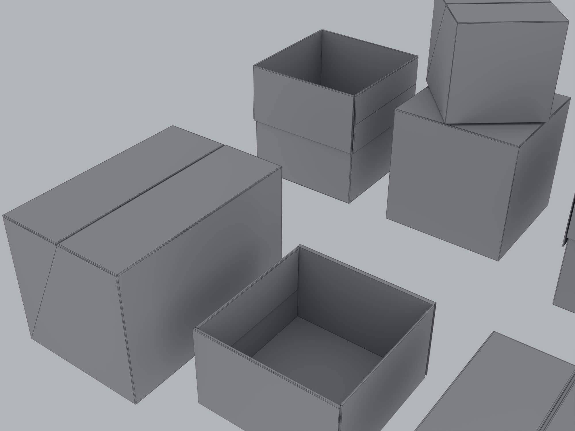 Cardboard Shipping Boxes Collection 3D Model