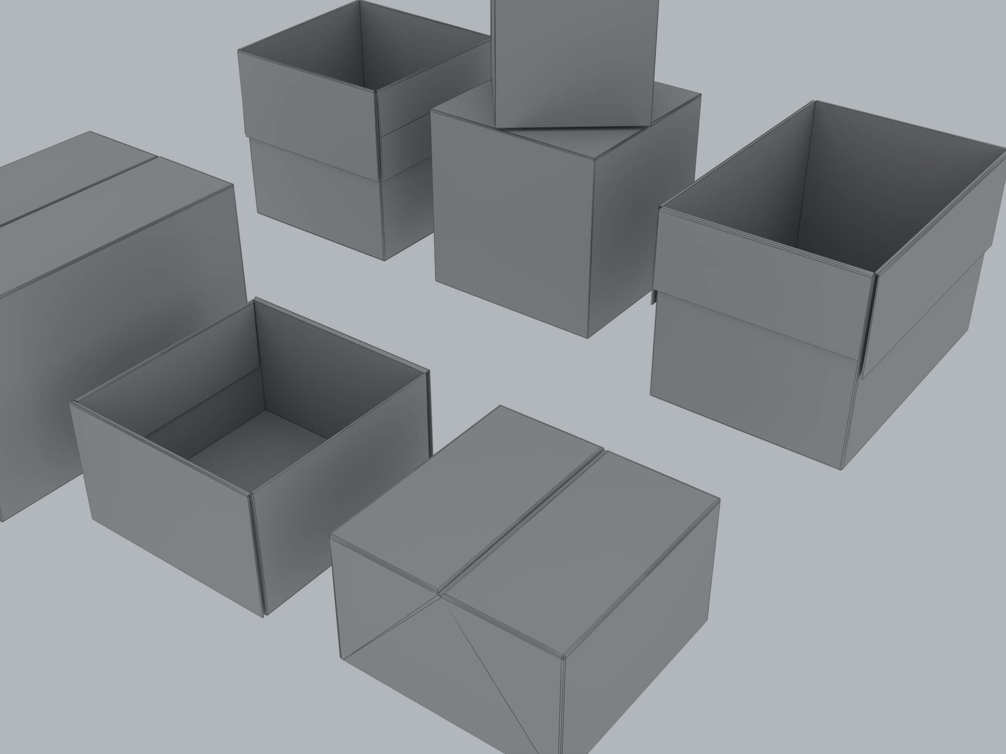 Cardboard Shipping Boxes Collection 3D Model
