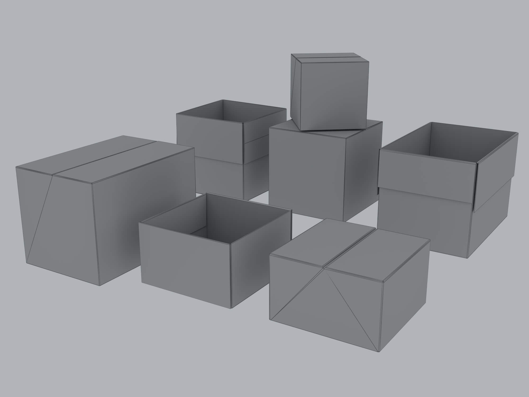 Cardboard Shipping Boxes Collection 3D Model