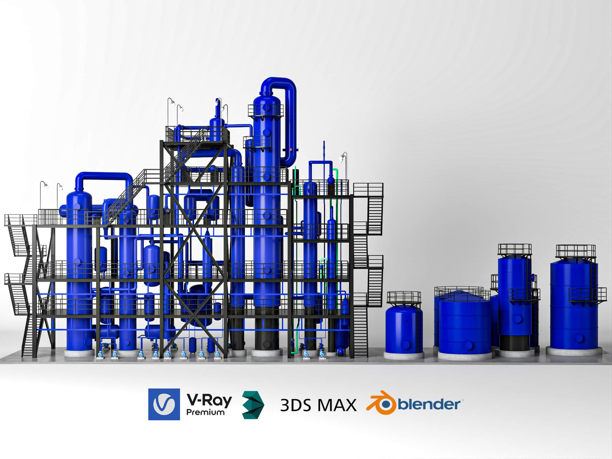 Chemical Industrial Process Plant Unit 3D Model