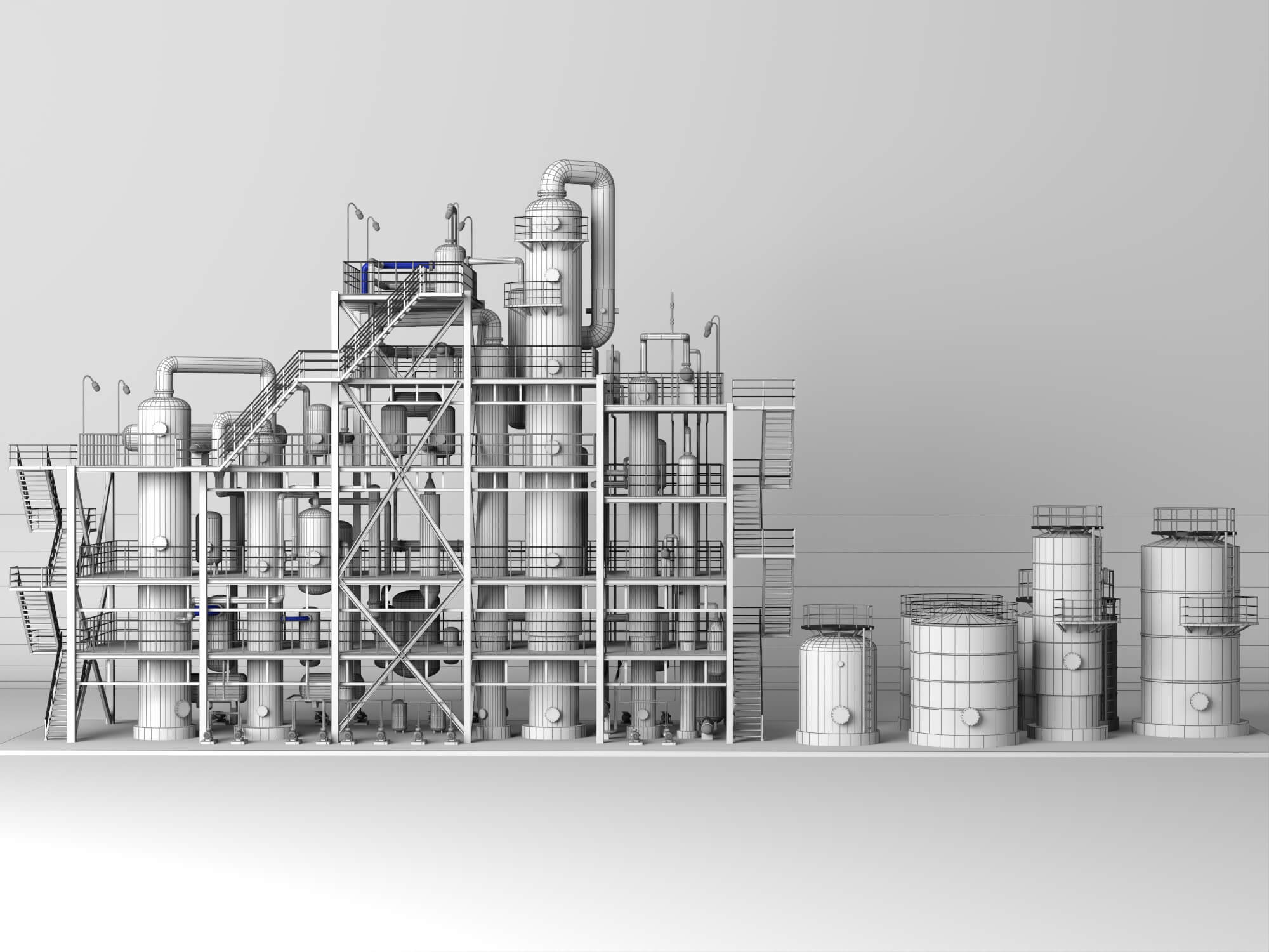 Chemical Industrial Process Plant Unit 3D Model