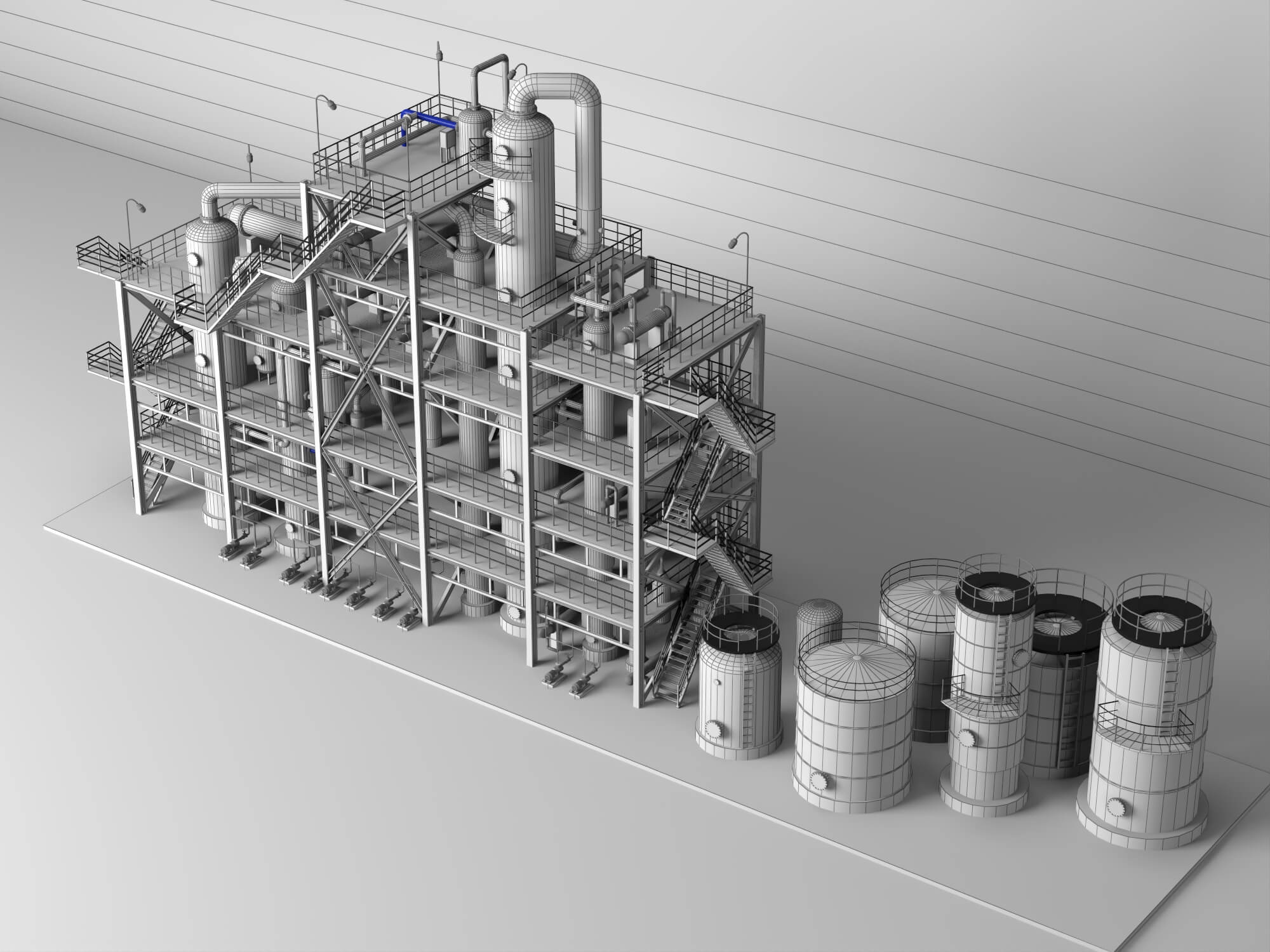 Chemical Industrial Process Plant Unit 3D Model