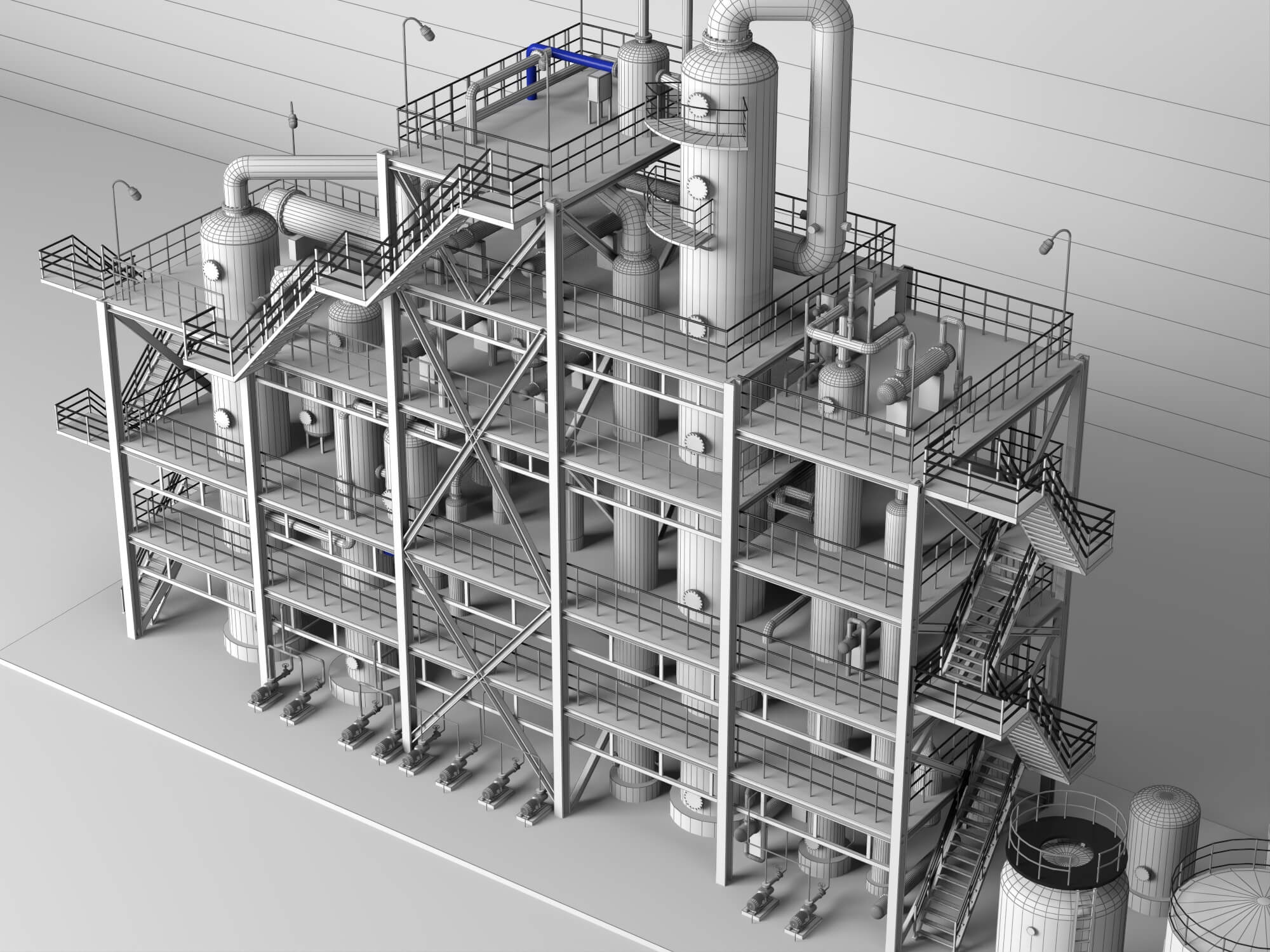 Chemical Industrial Process Plant Unit 3D Model