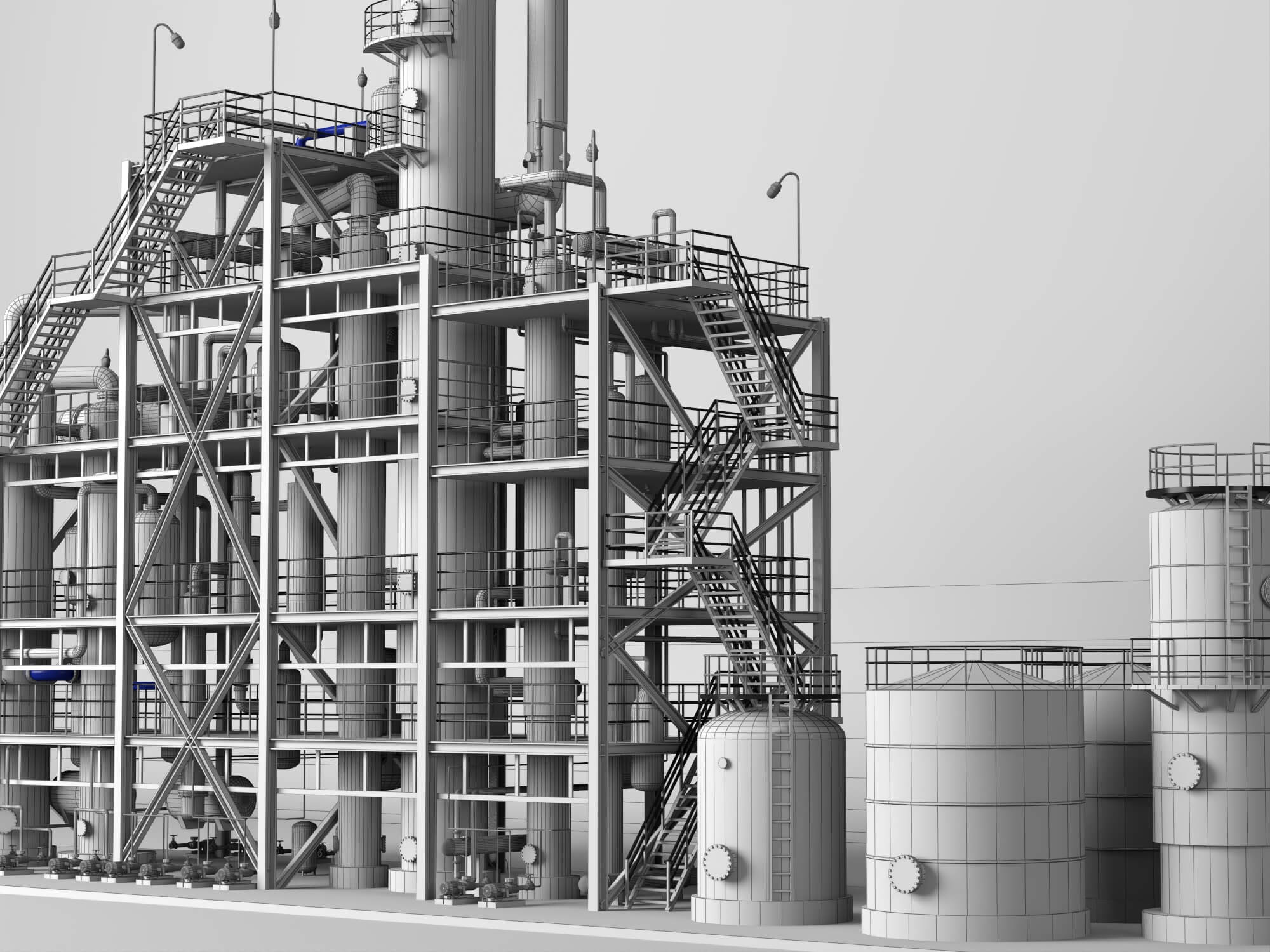Chemical Industrial Process Plant Unit 3D Model
