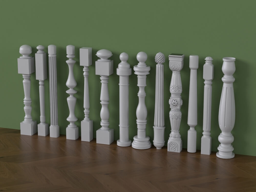 Classic Decorative Baluster Collection 3D Model