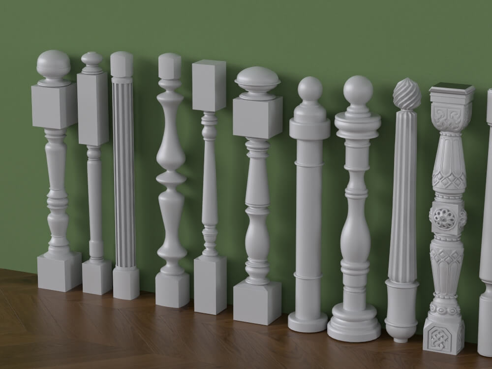 Classic Decorative Baluster Collection 3D Model
