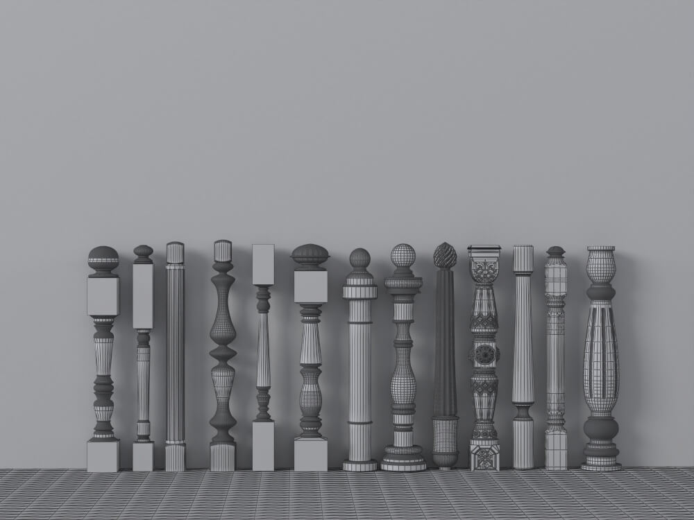 Classic Decorative Baluster Collection 3D Model