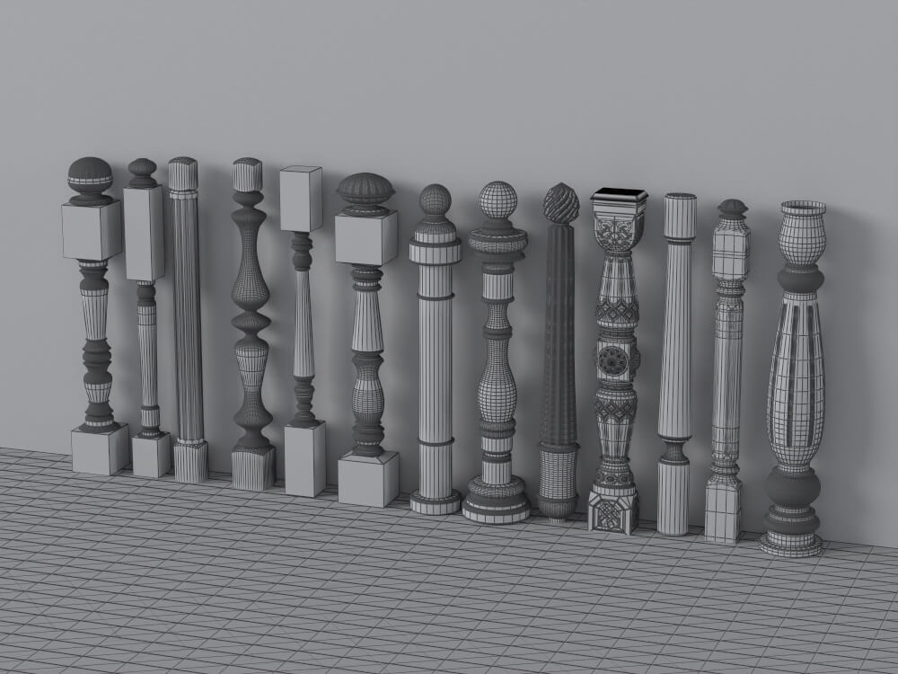Classic Decorative Baluster Collection 3D Model