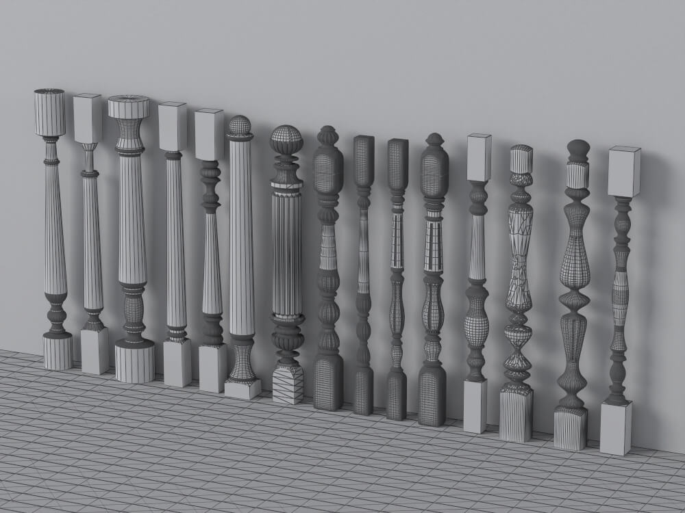Classic Decorative Baluster Collection 3D Model
