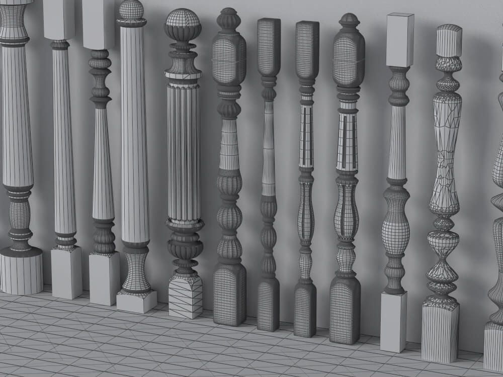 Classic Decorative Baluster Collection 3D Model