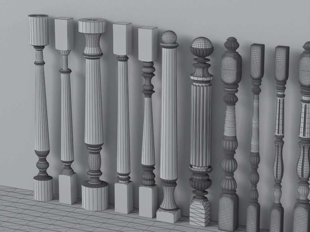 Classic Decorative Baluster Collection 3D Model