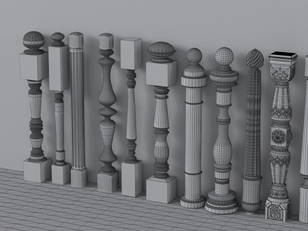 Classic Decorative Baluster Collection 3D Model