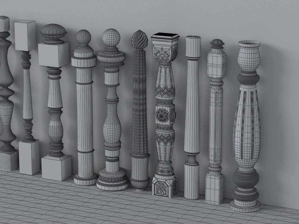 Classic Decorative Baluster Collection 3D Model