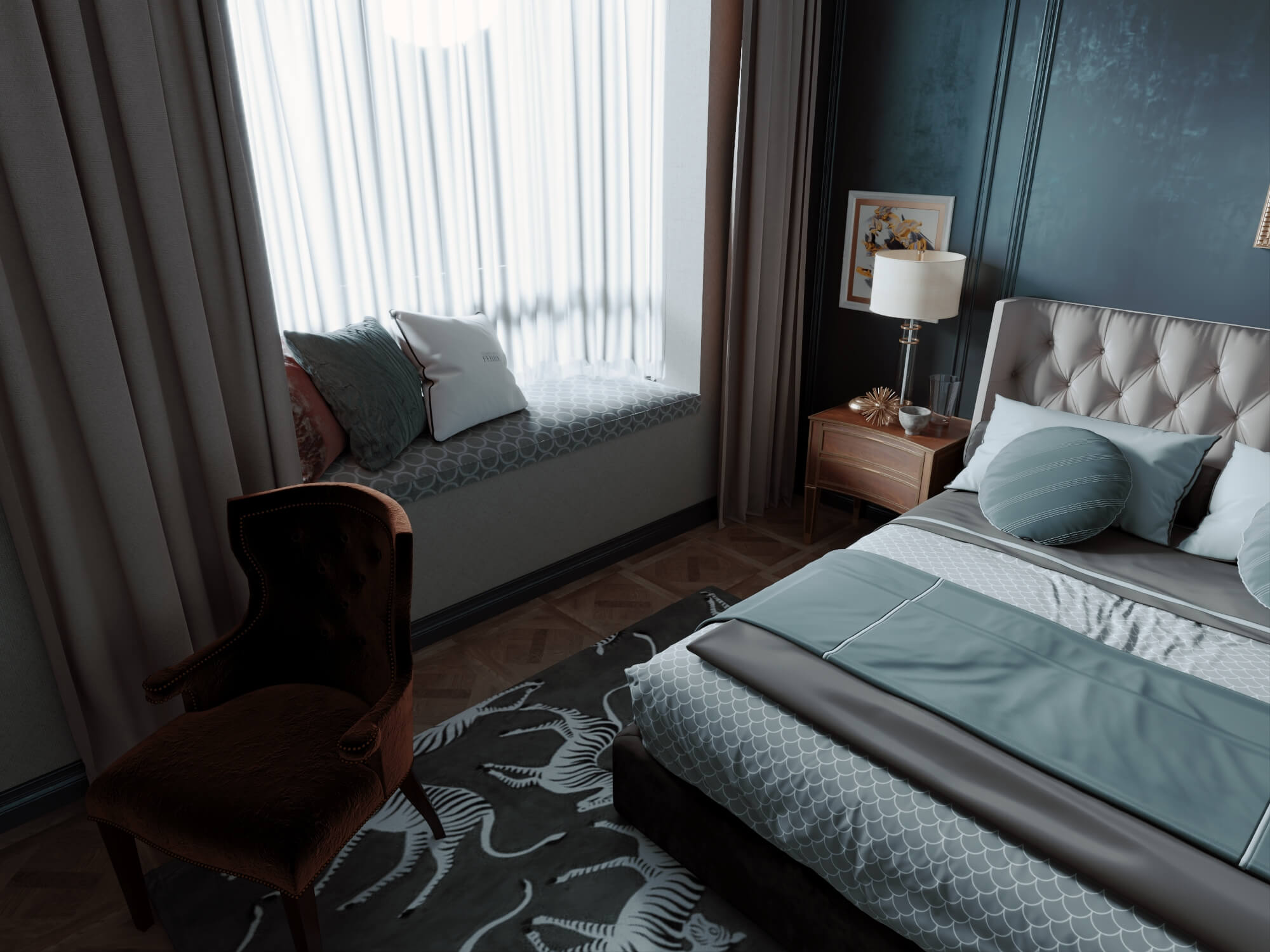 Classic Luxury Master Bedroom Interior 3d Model 3D Model