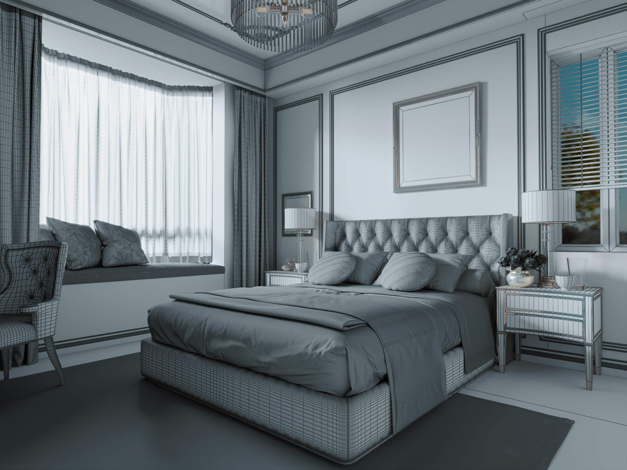 Classic Luxury Master Bedroom Interior 3d Model 3D Model