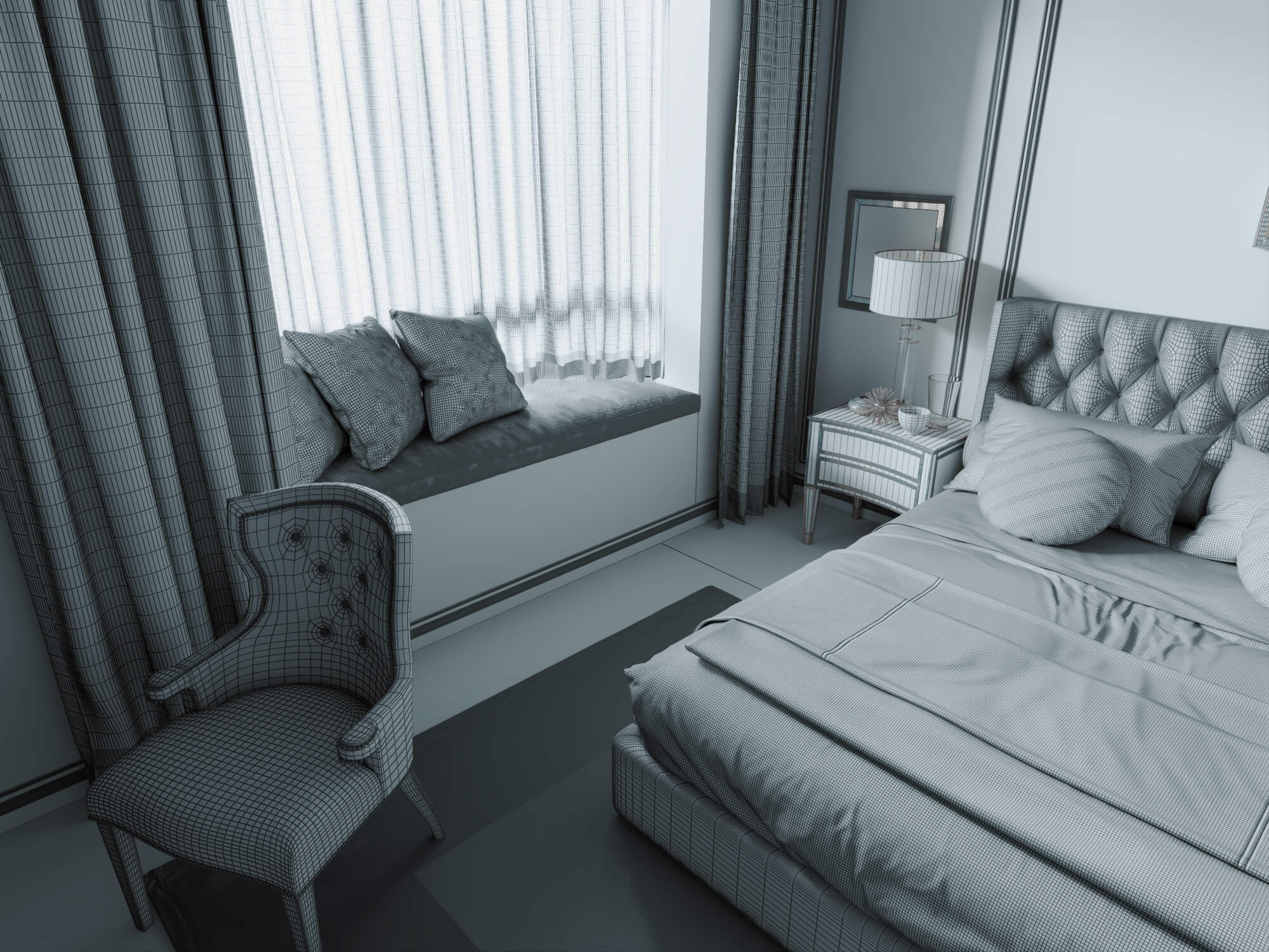 Classic Luxury Master Bedroom Interior 3d Model 3D Model