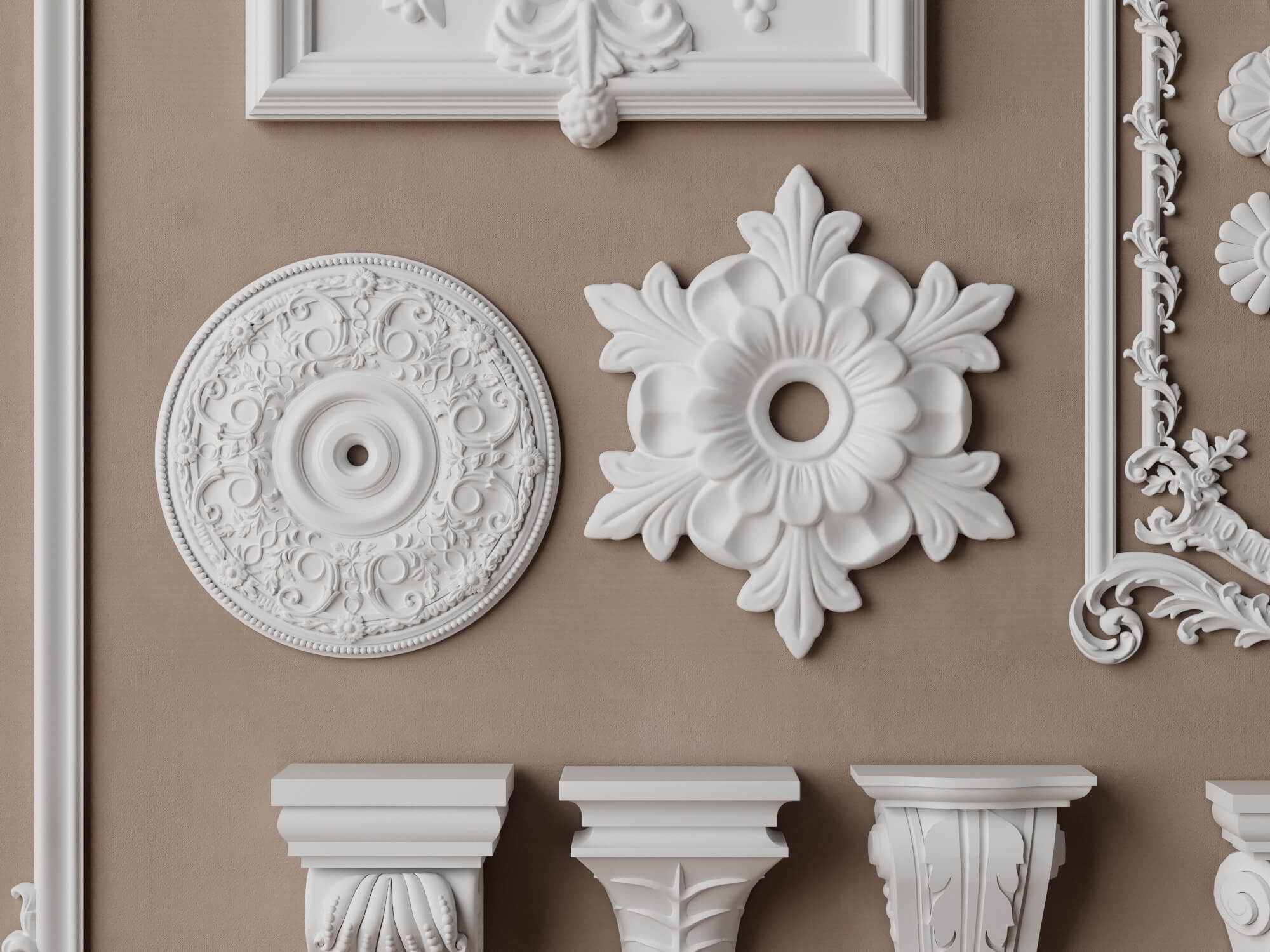 Classic Ornamental Plaster Molding Set 3D Model