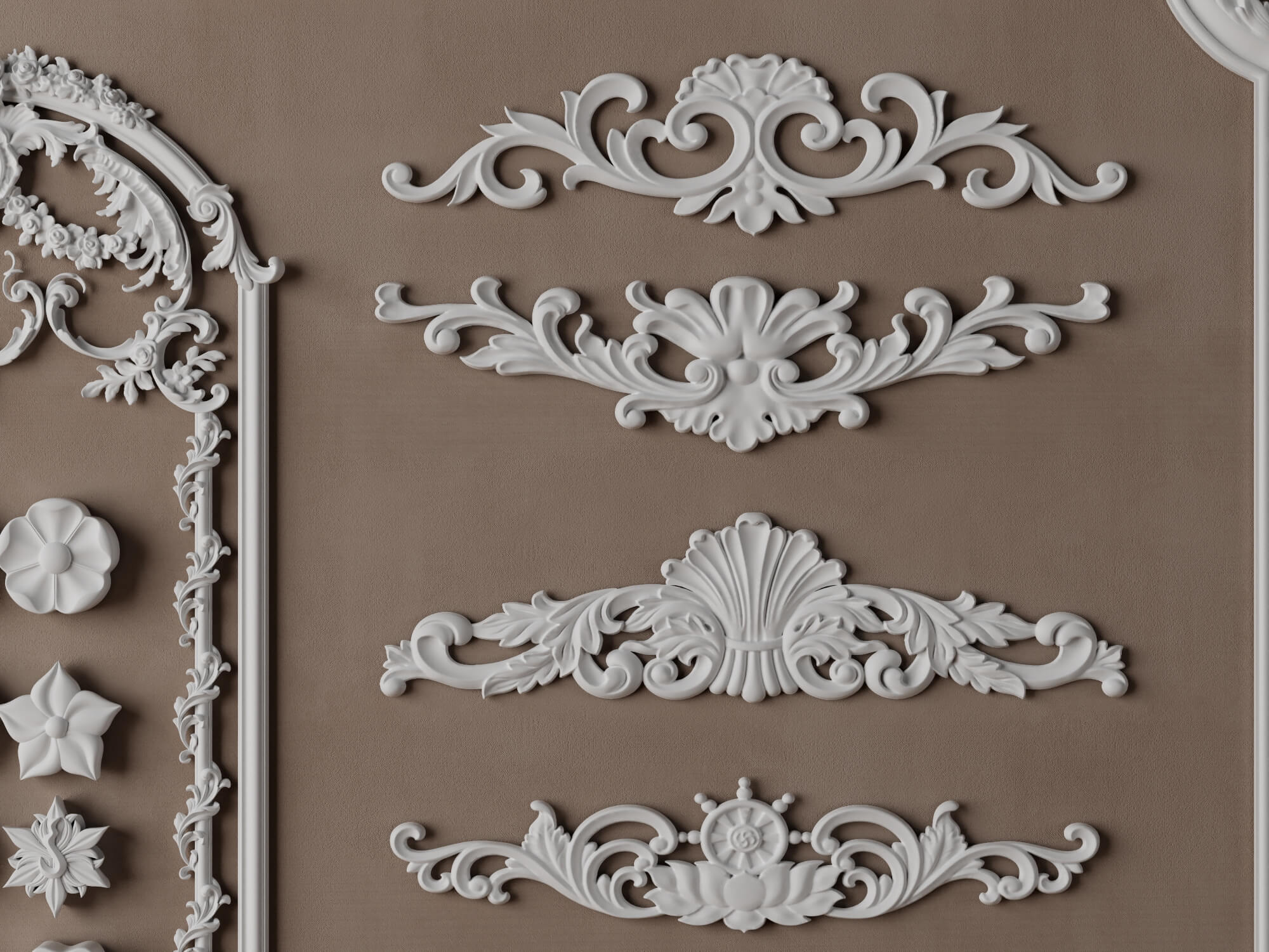 Classic Ornamental Plaster Molding Set 3D Model