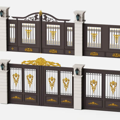 Classic Ornamental Wrought Iron Gate Asset Pack