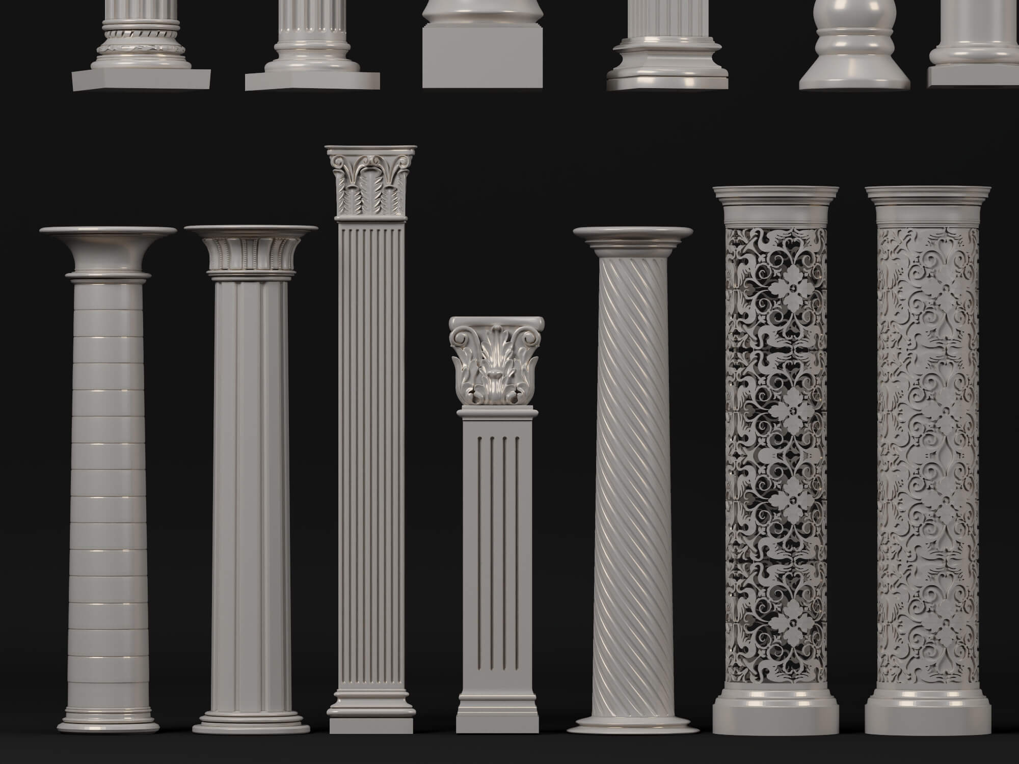 Classic Roman Column Collection 3D Model