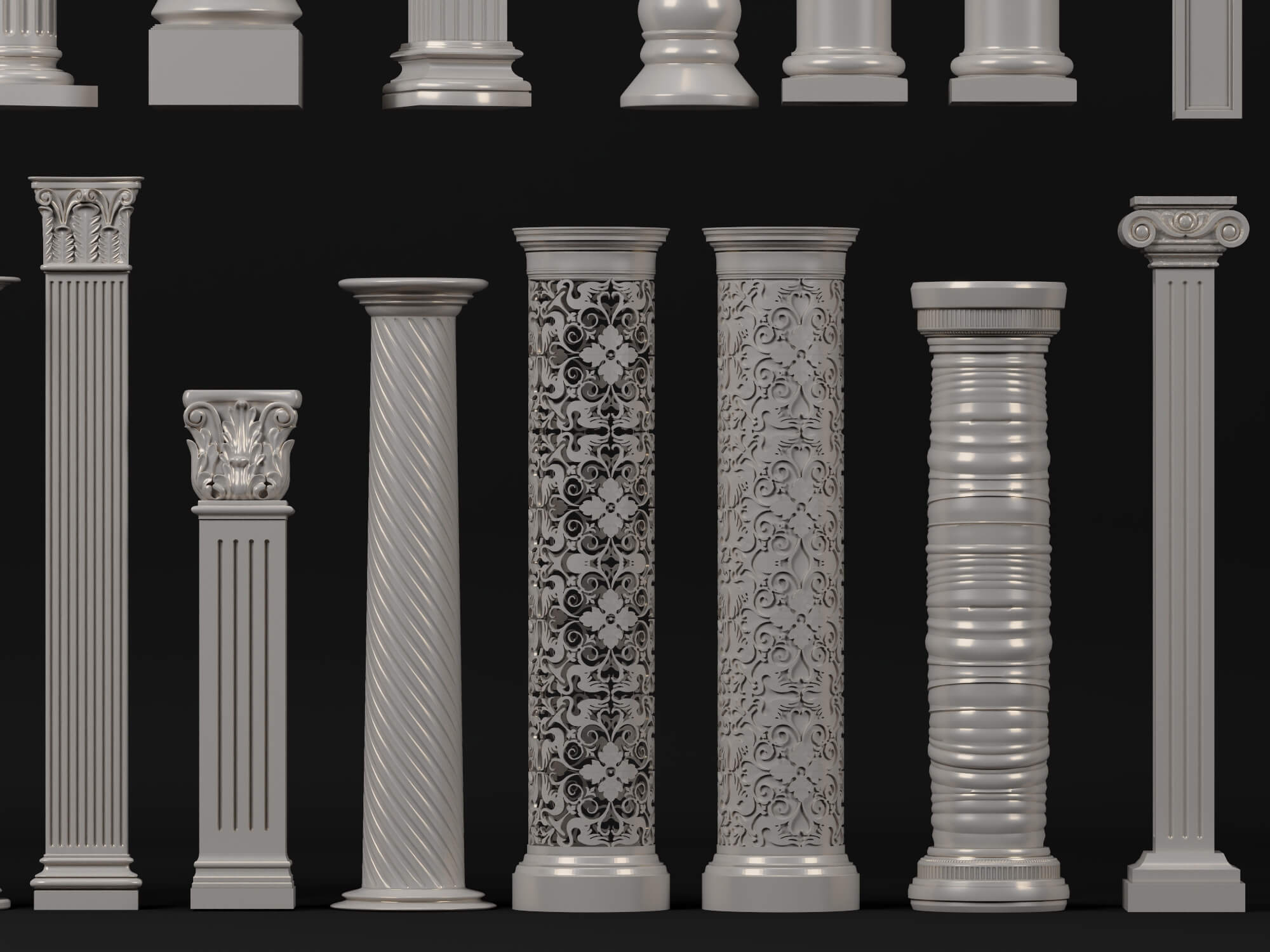 Classic Roman Column Collection 3D Model
