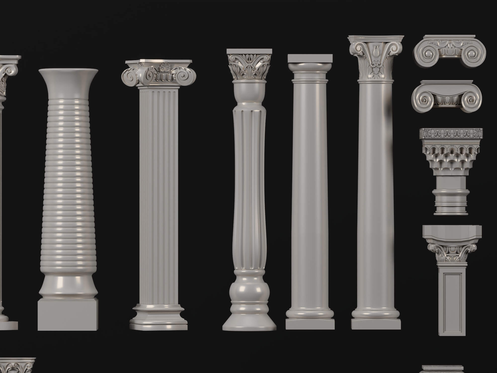 Classic Roman Column Collection 3D Model