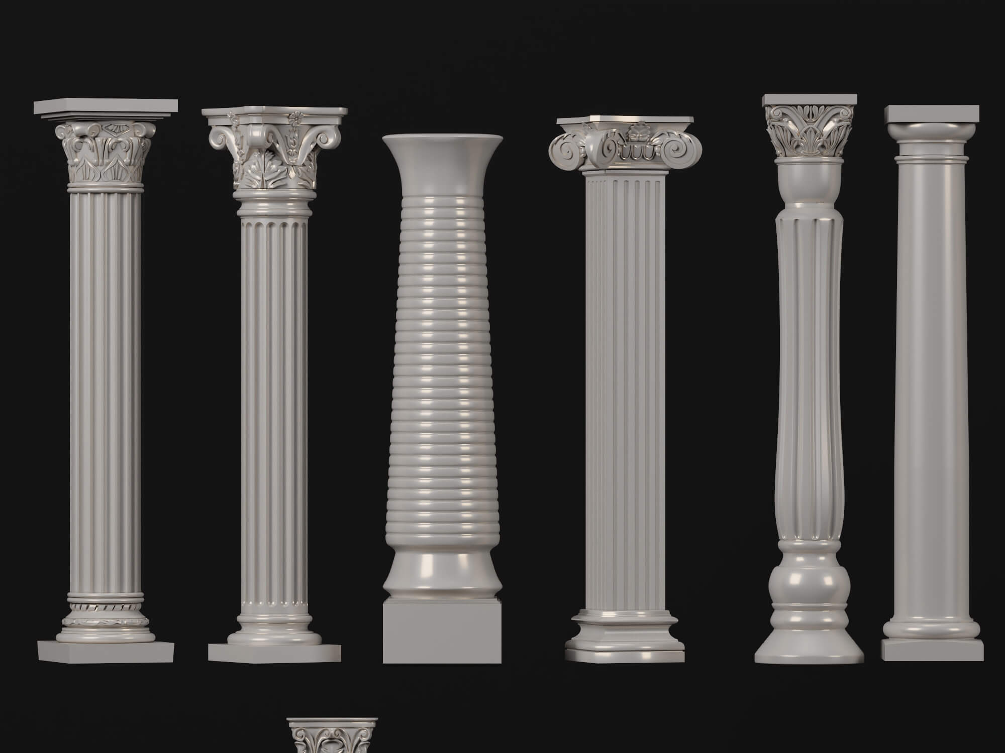 Classic Roman Column Collection 3D Model