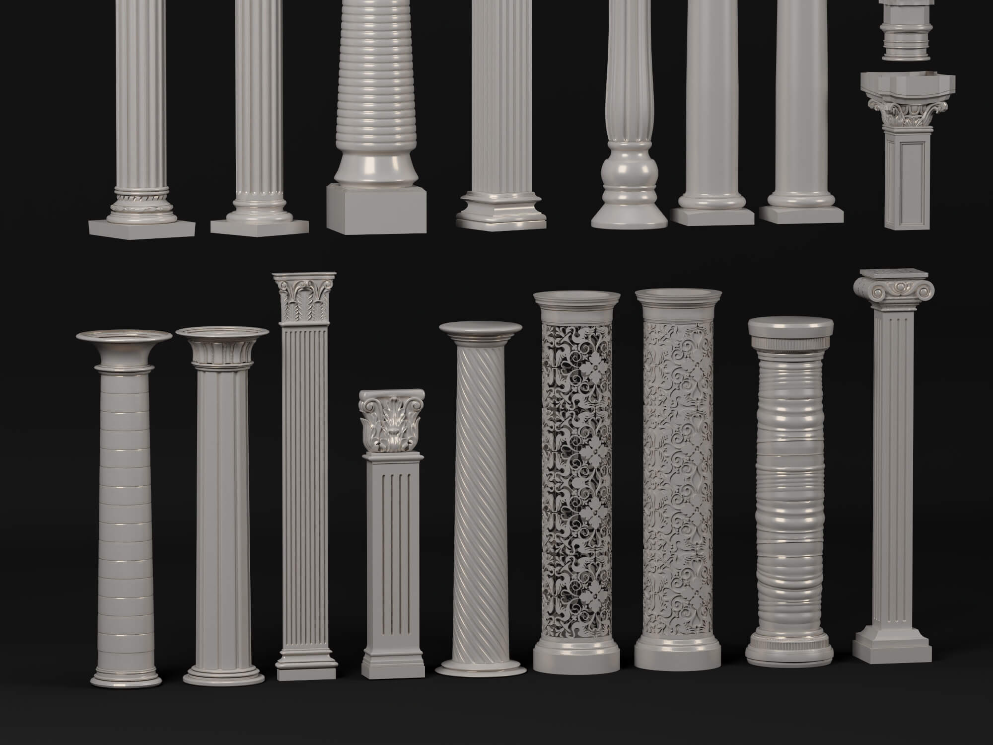 Classic Roman Column Collection 3D Model