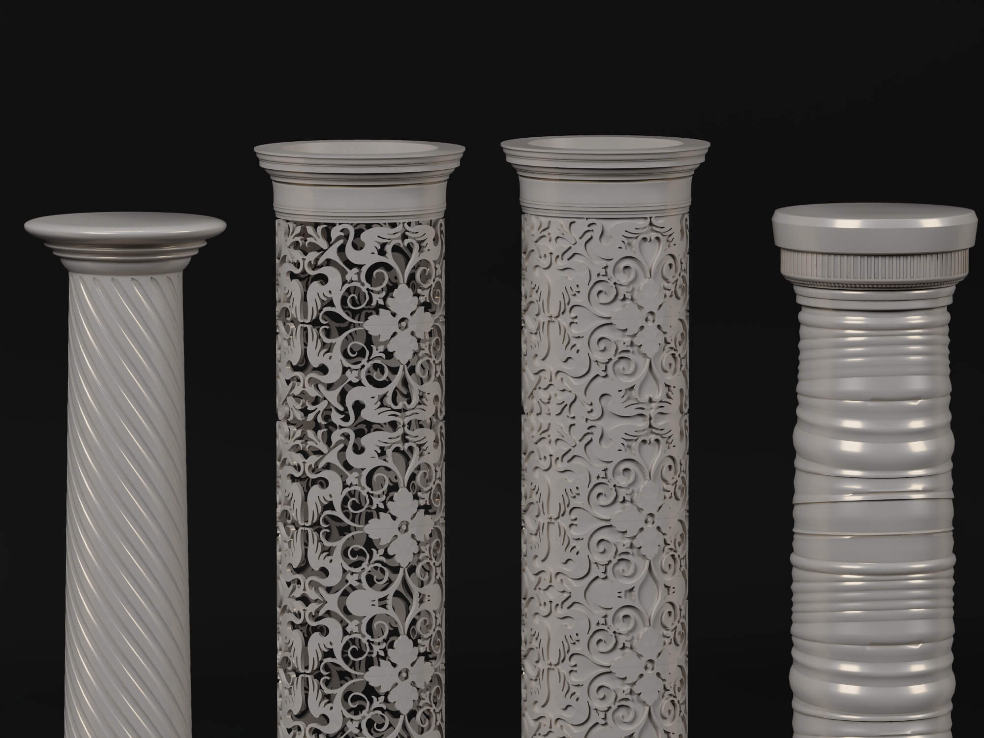 Classic Roman Column Collection 3D Model