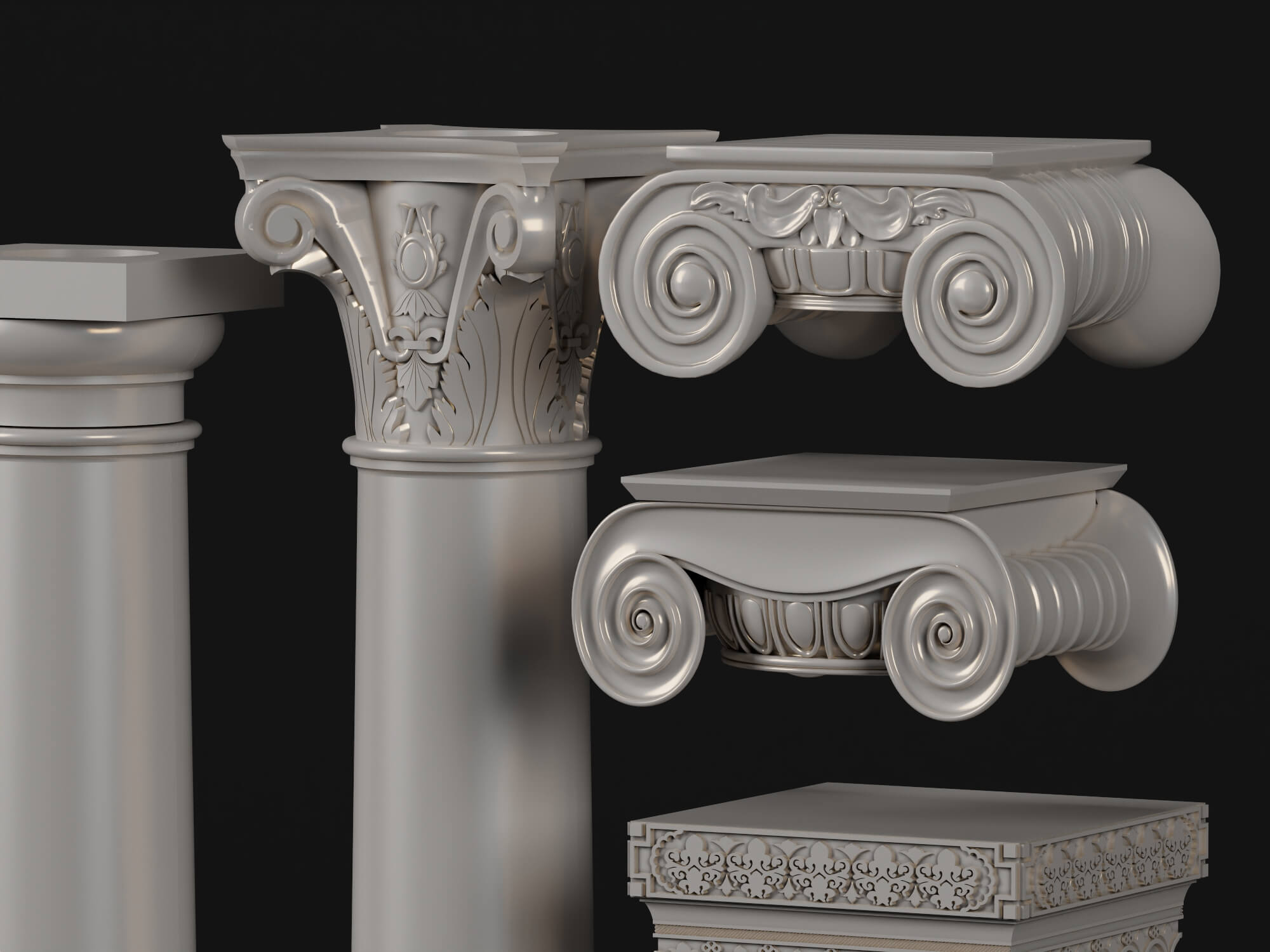 Classic Roman Column Collection 3D Model