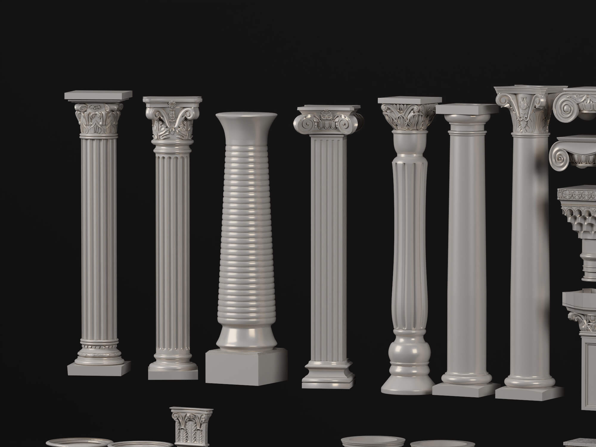 Classic Roman Column Collection 3D Model