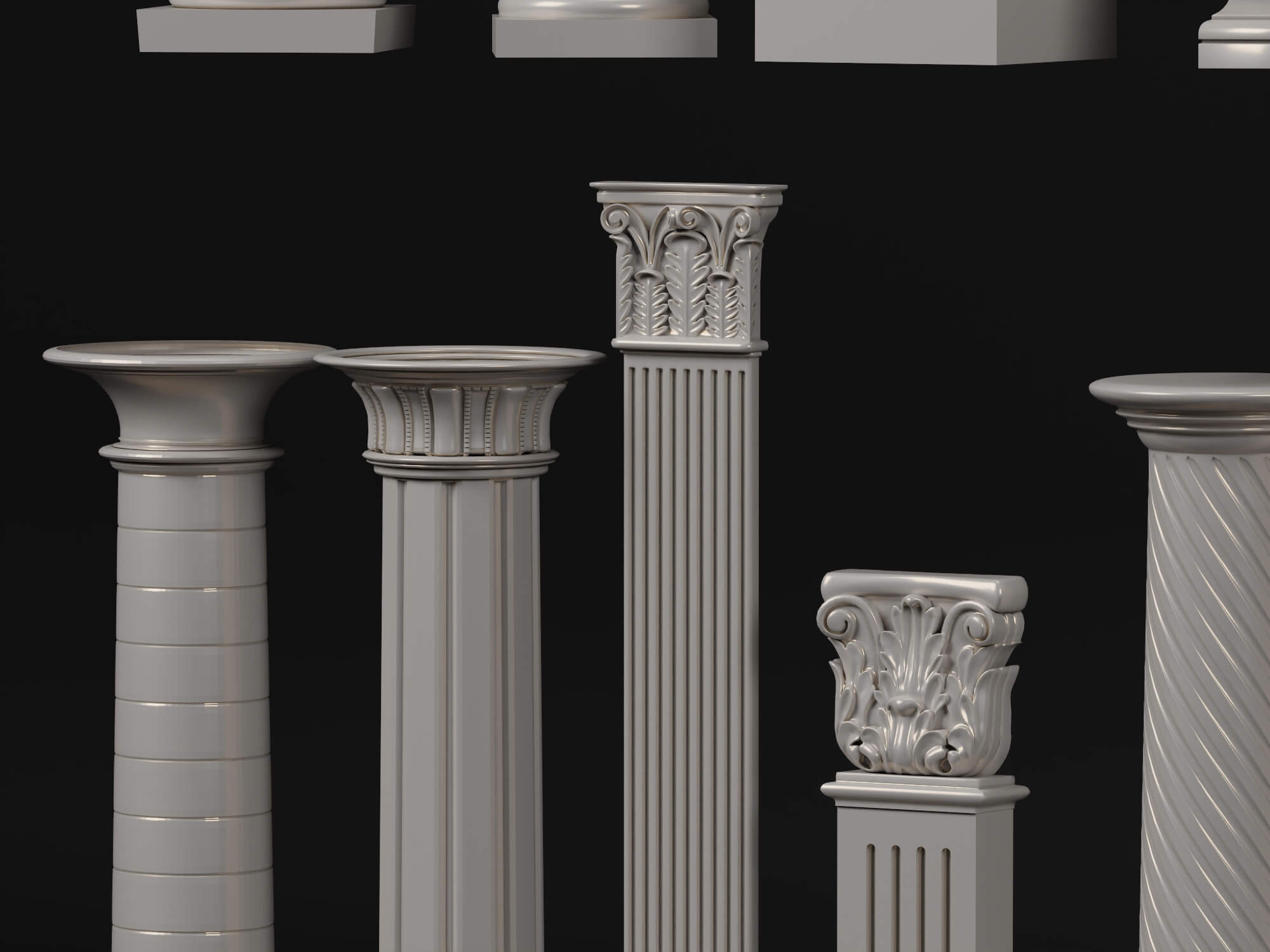 Classic Roman Column Collection 3D Model