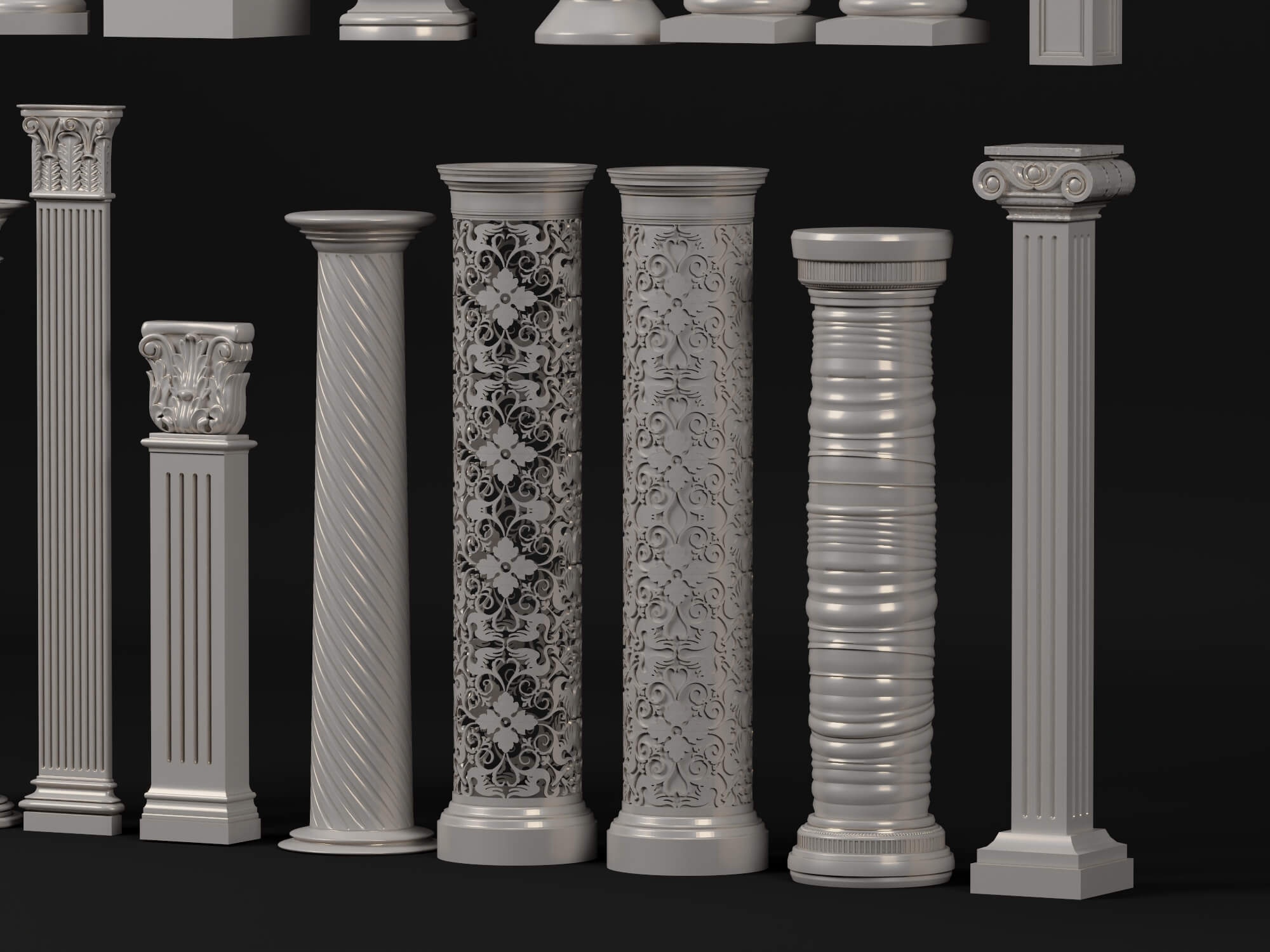 Classic Roman Column Collection 3D Model