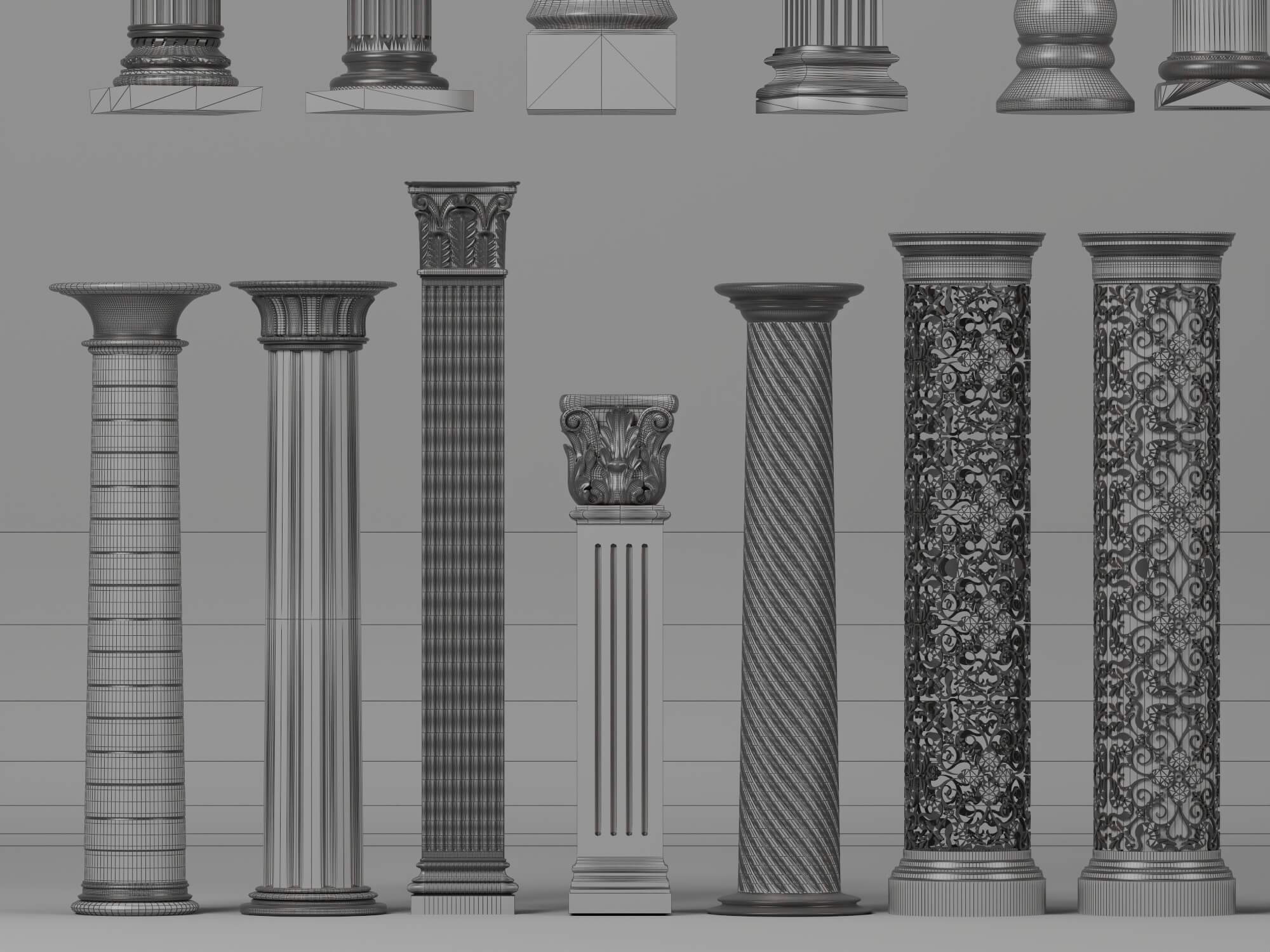 Classic Roman Column Collection 3D Model