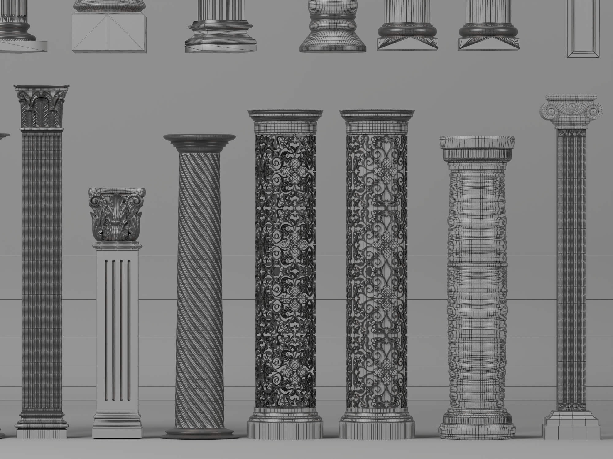 Classic Roman Column Collection 3D Model