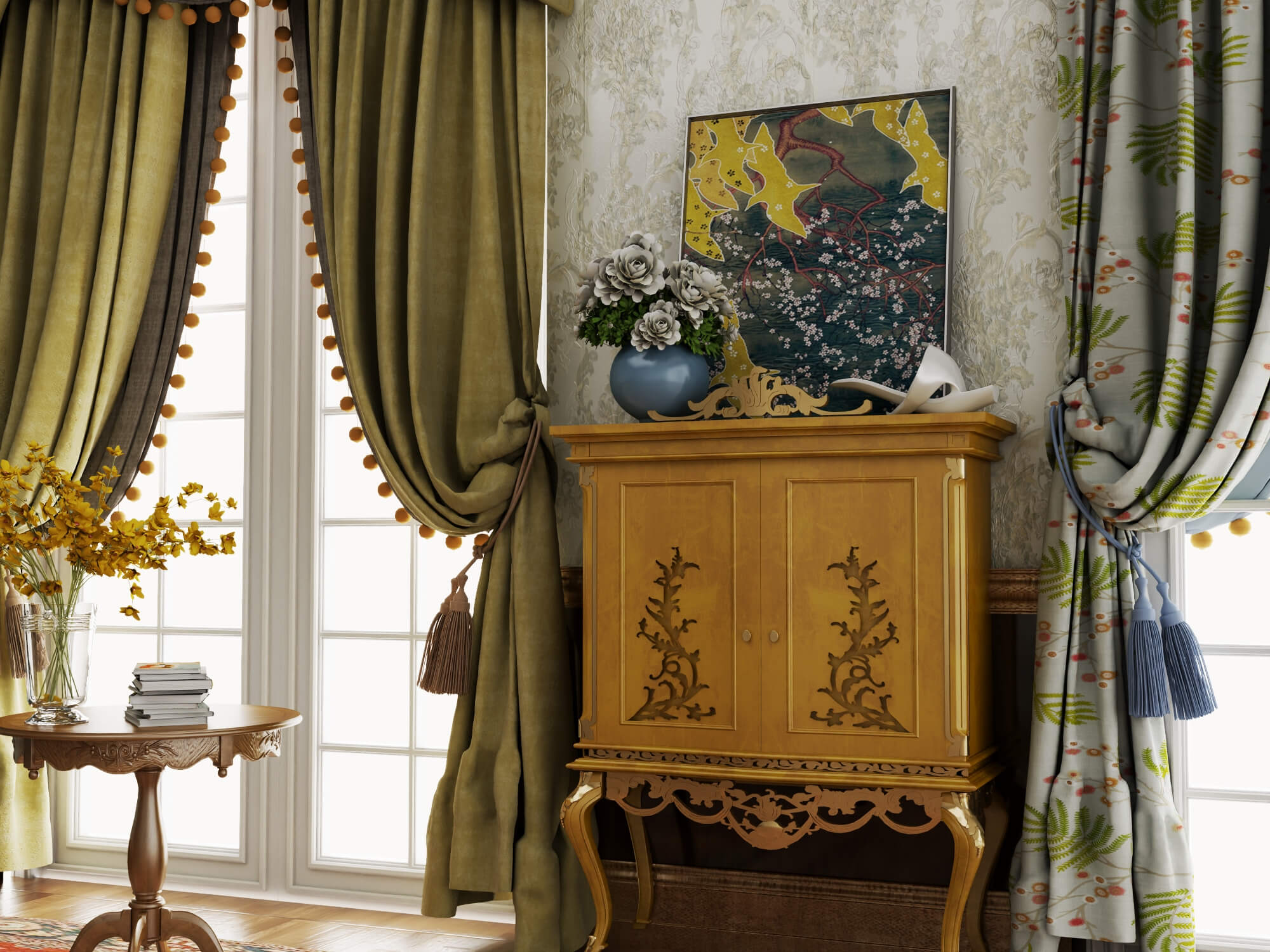 Classic Vintage Living Room Furniture Set 3D Model