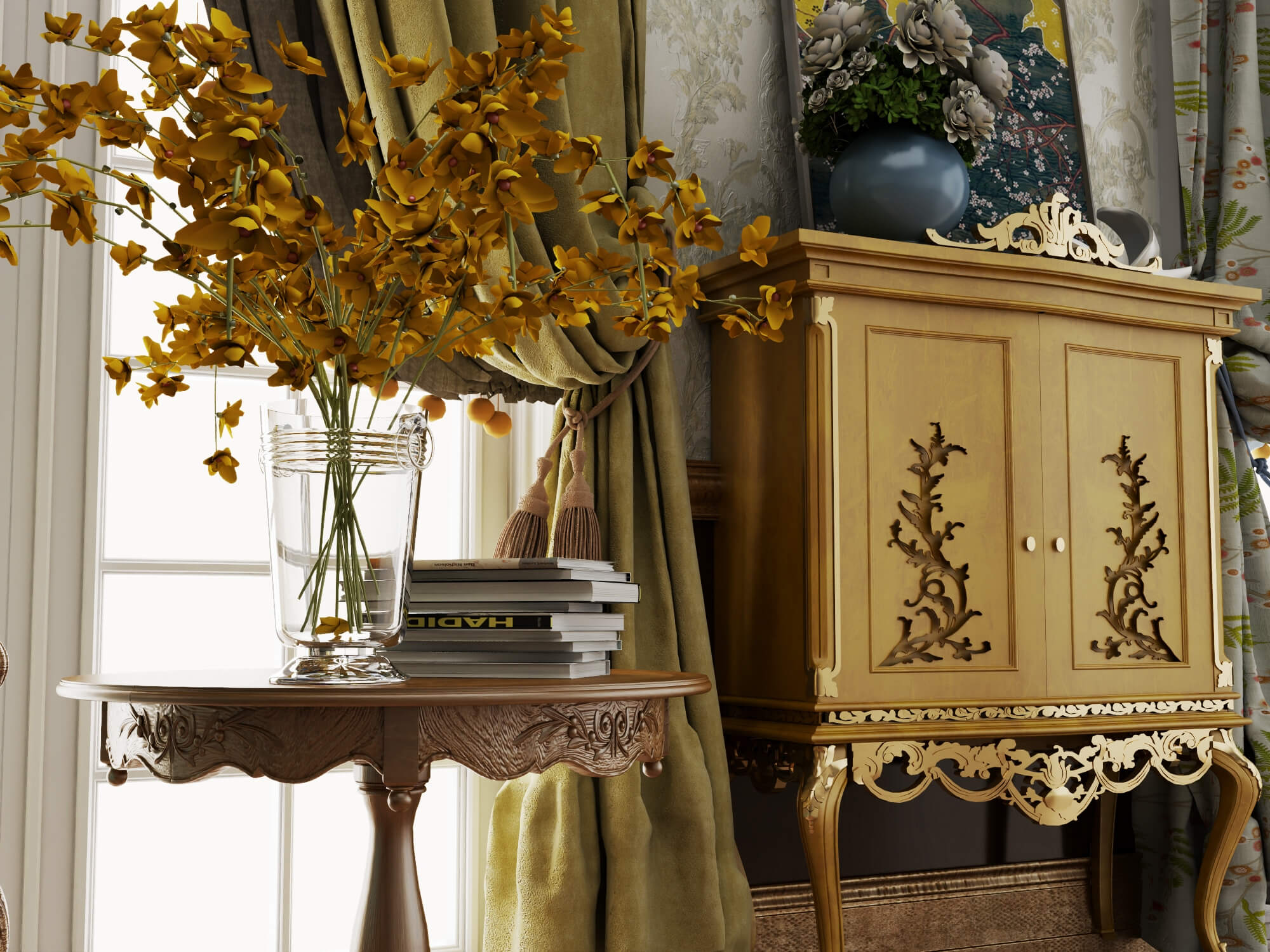 Classic Vintage Living Room Furniture Set 3D Model