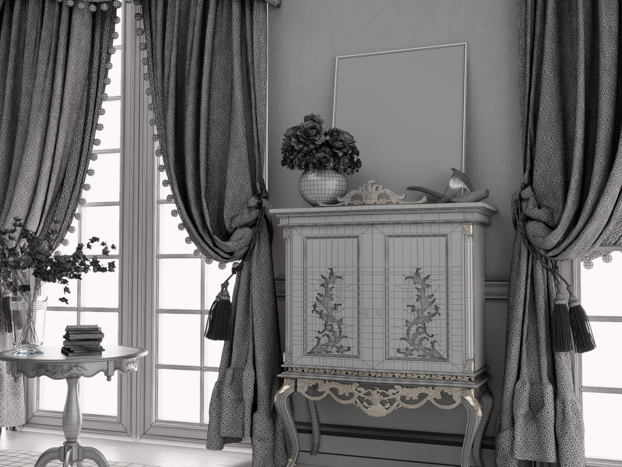 Classic Vintage Living Room Furniture Set 3D Model
