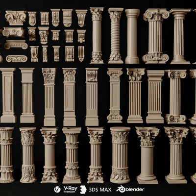 Classical Plaster Columns and Capitals Pack