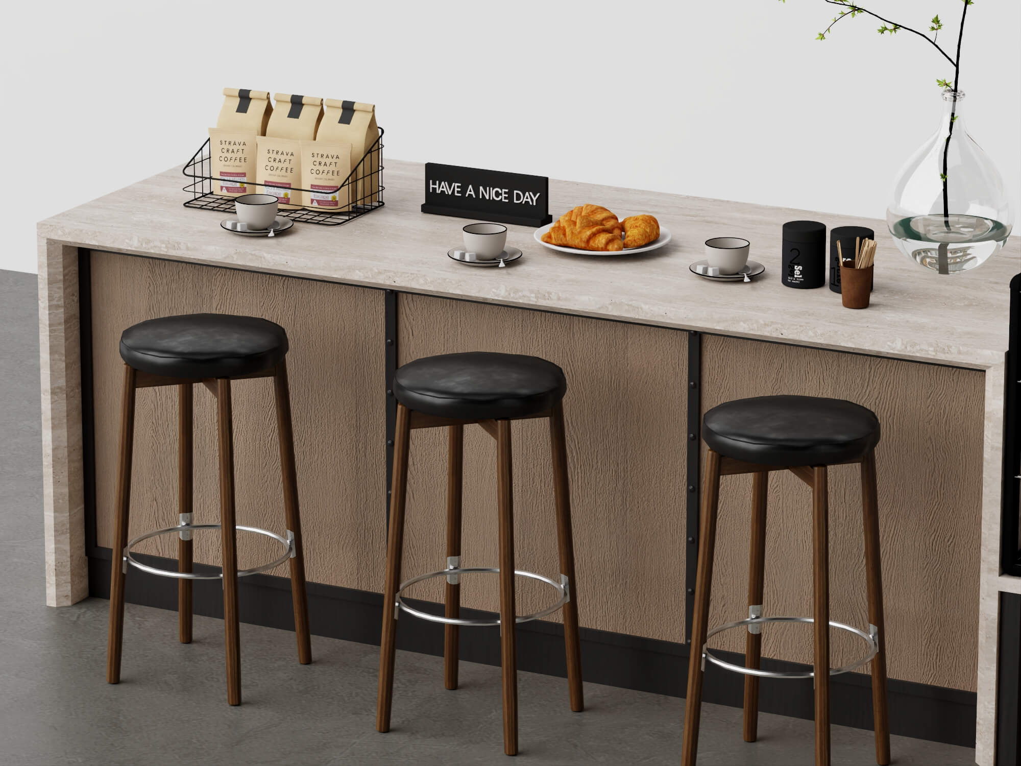 Coffee Shop Counter Interior Scene 3D Model