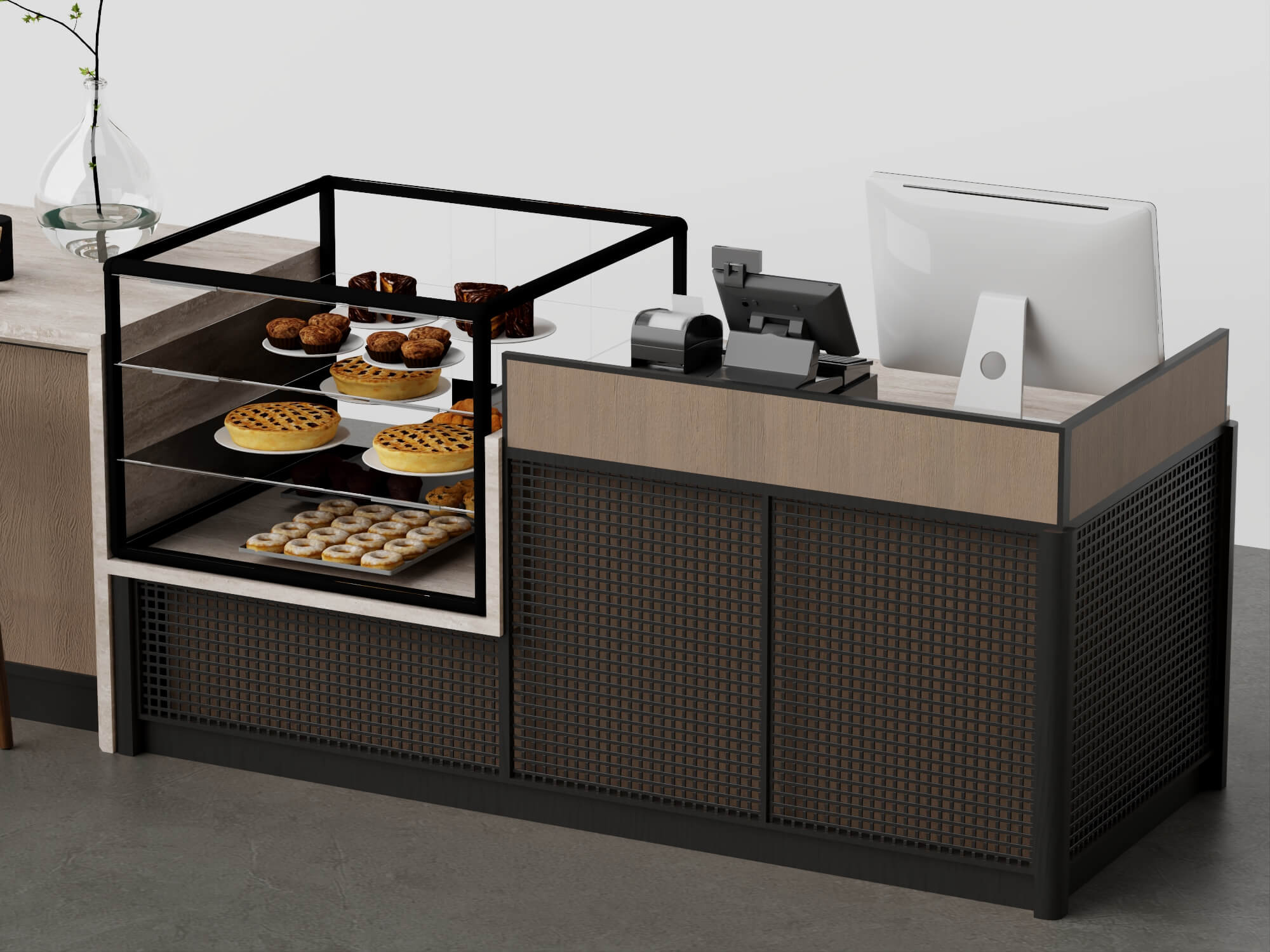 Coffee Shop Counter Interior Scene 3D Model