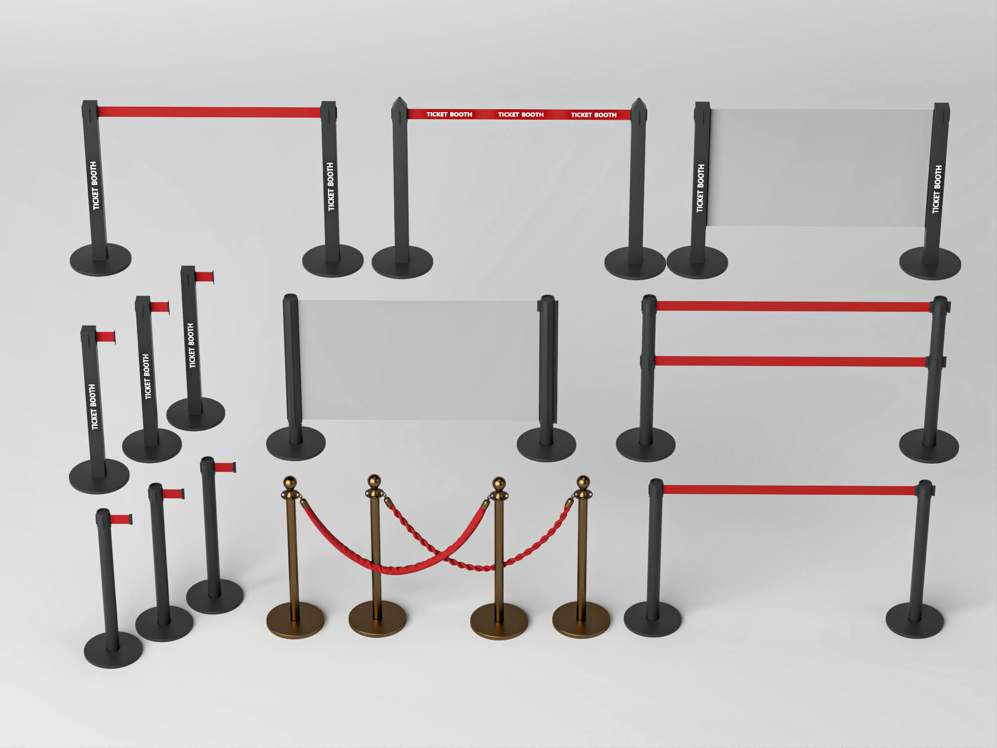 Crowd Control Barrier Pack 3D Model 3D Model