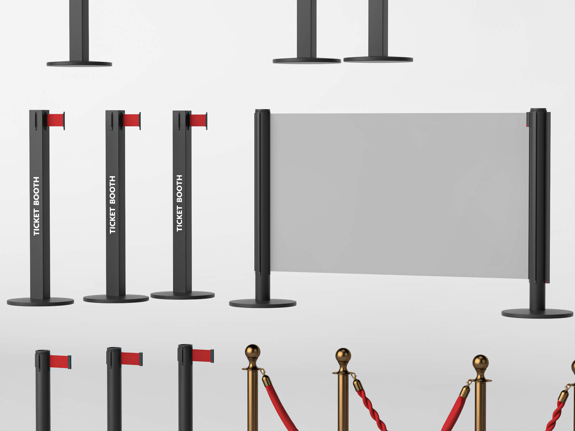 Crowd Control Barrier Pack 3D Model 3D Model