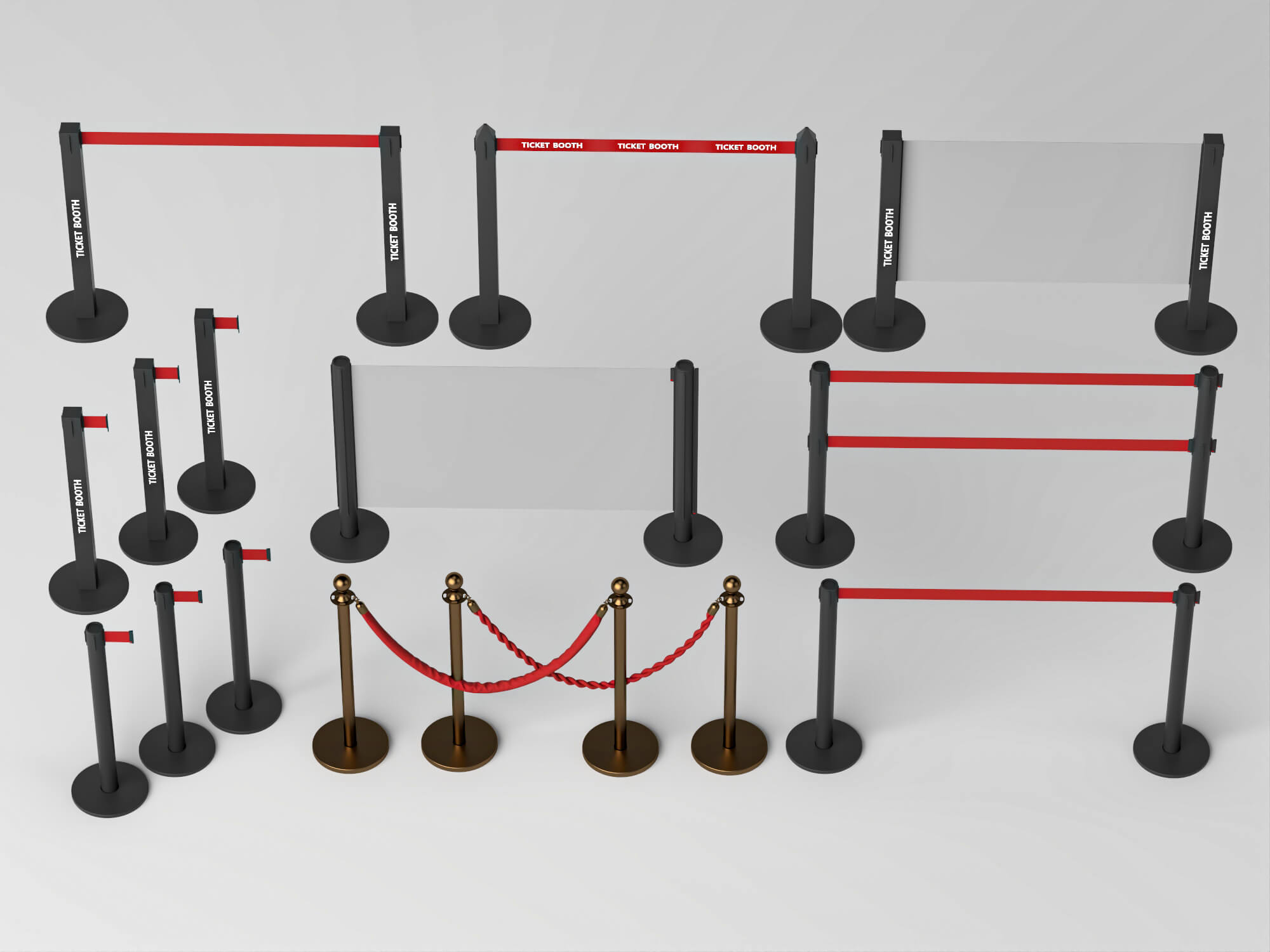 Crowd Control Barrier Pack 3D Model 3D Model
