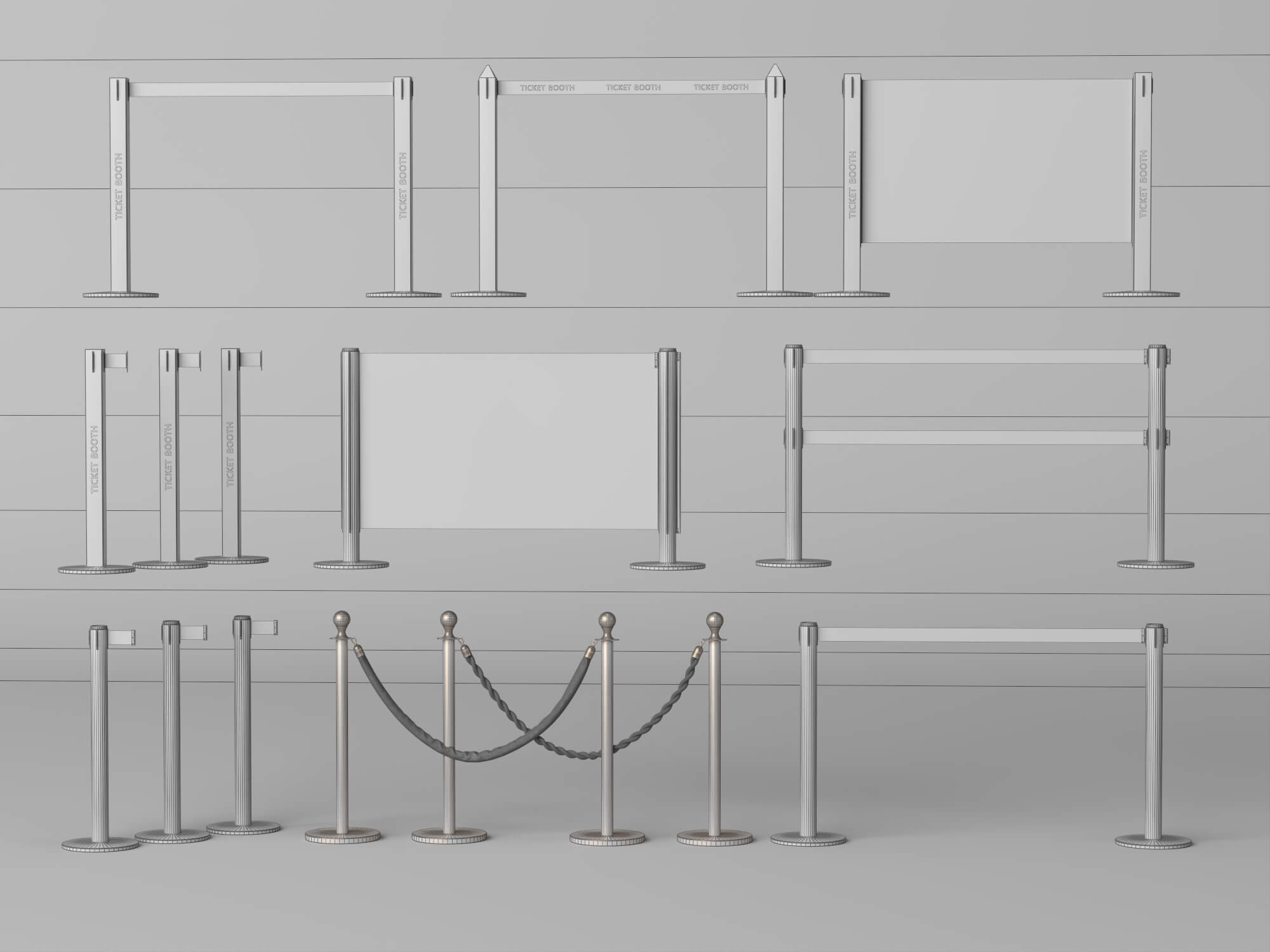Crowd Control Barrier Pack 3D Model 3D Model