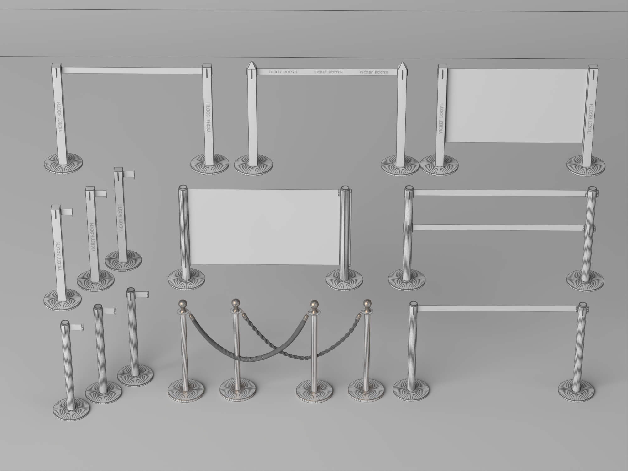Crowd Control Barrier Pack 3D Model 3D Model