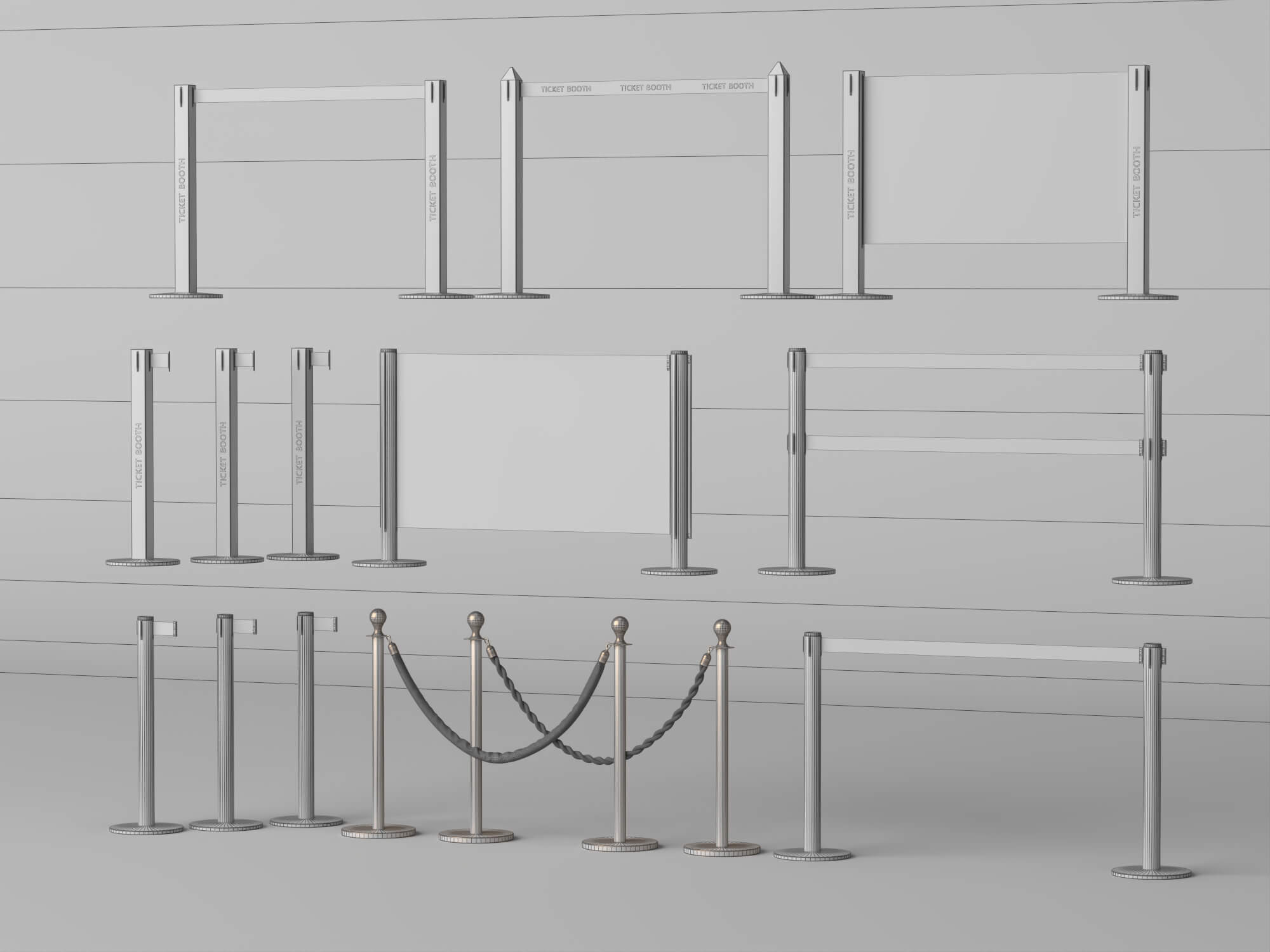 Crowd Control Barrier Pack 3D Model 3D Model