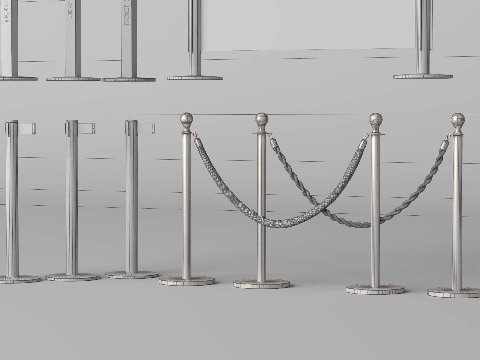 Crowd Control Barrier Pack 3D Model 3D Model