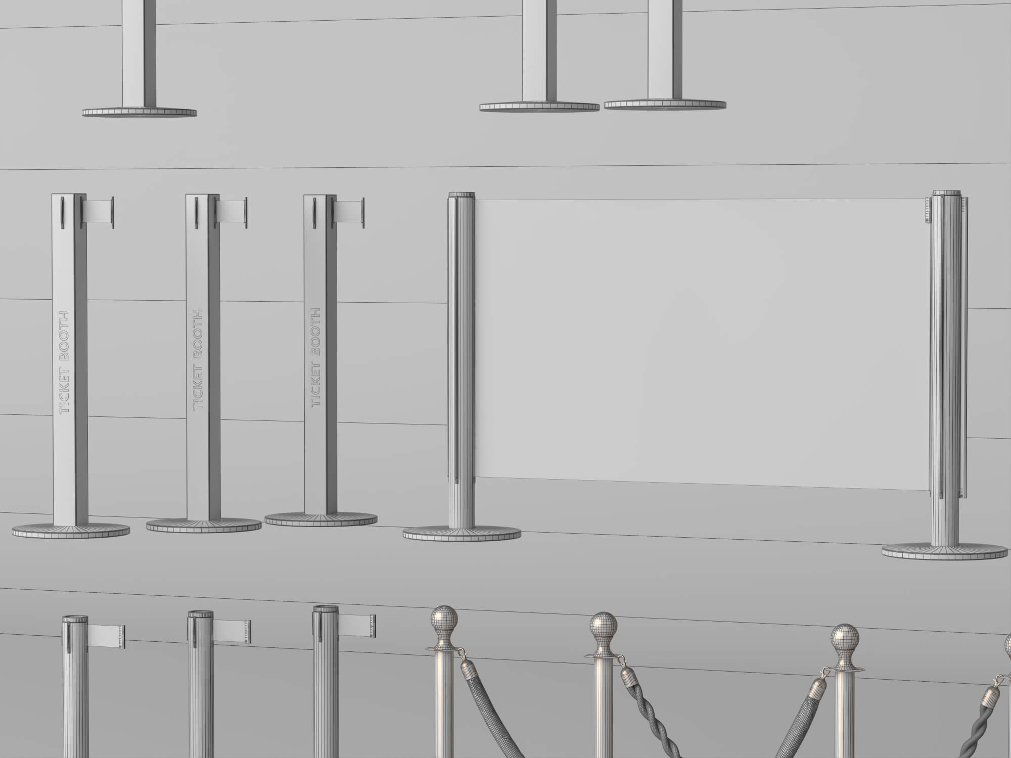 Crowd Control Barrier Pack 3D Model 3D Model
